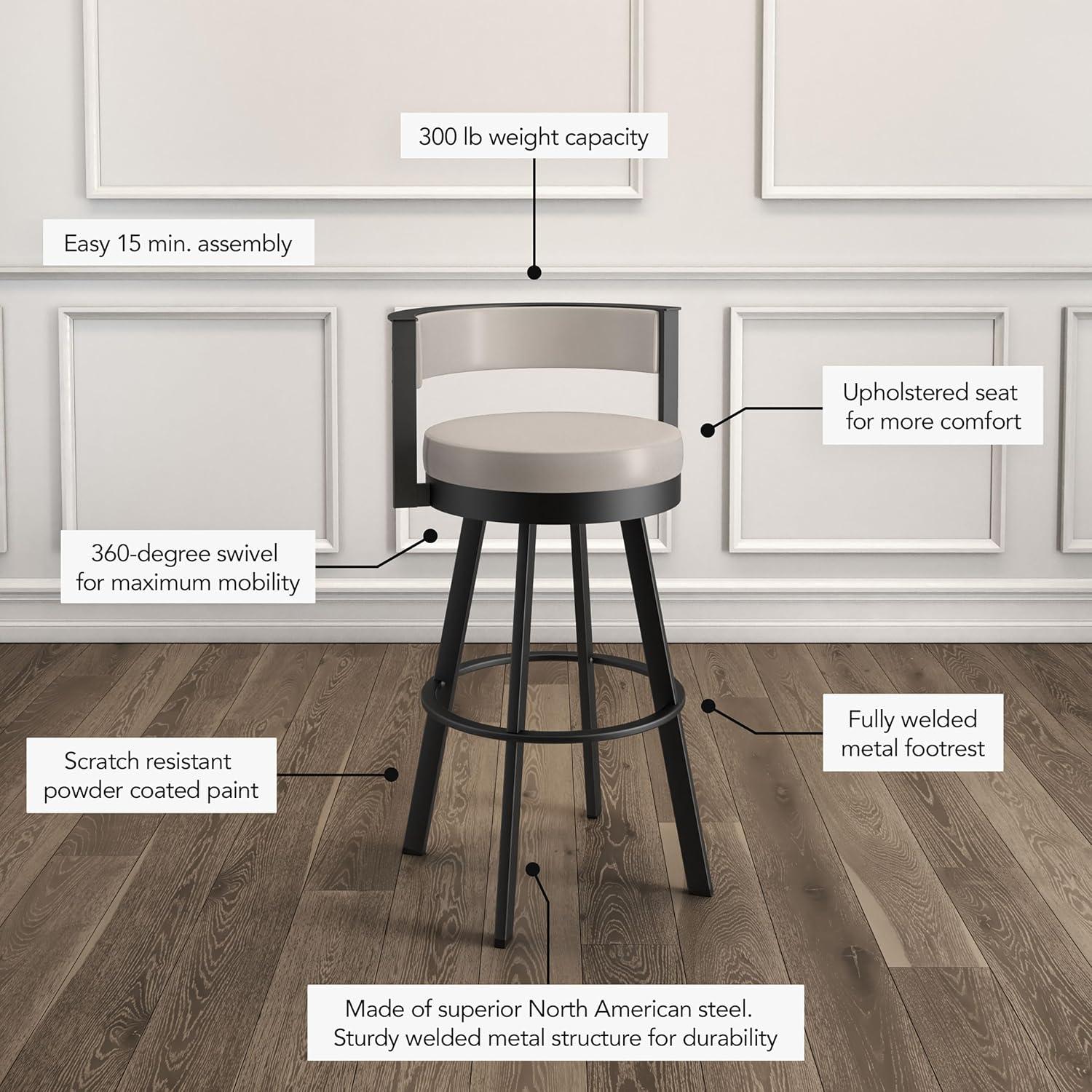 26" Browser Swivel Counter Height Barstool with Upholstered Seat - Amisco