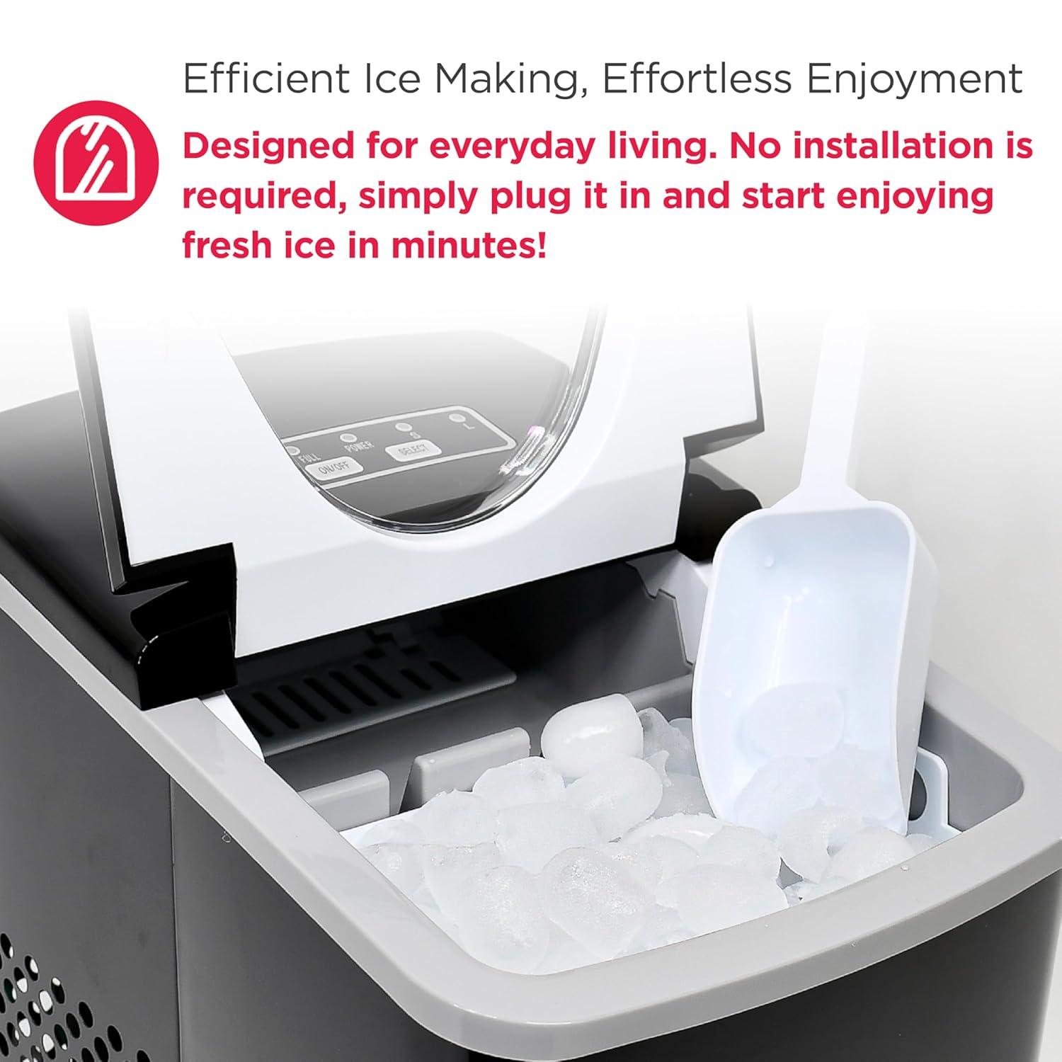 Frigidaire 26 Lbs per Day Portable Compact Maker, Ice Making Machine, Black Stainless, Medium