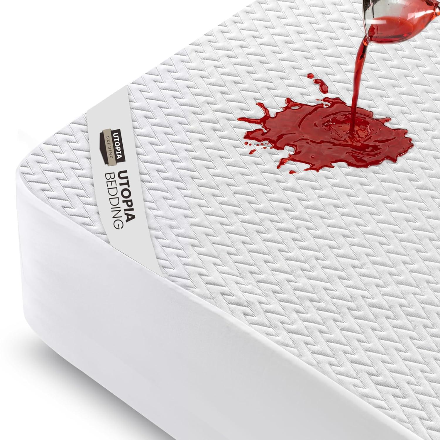 Utopia Bedding Waterproof Mattress Protector Full Size, Premium 3D Air Soft Fabric Mattress Cover, Fits 15 Inches Deep, Breathable, Fitted Style with Stretchable Pockets