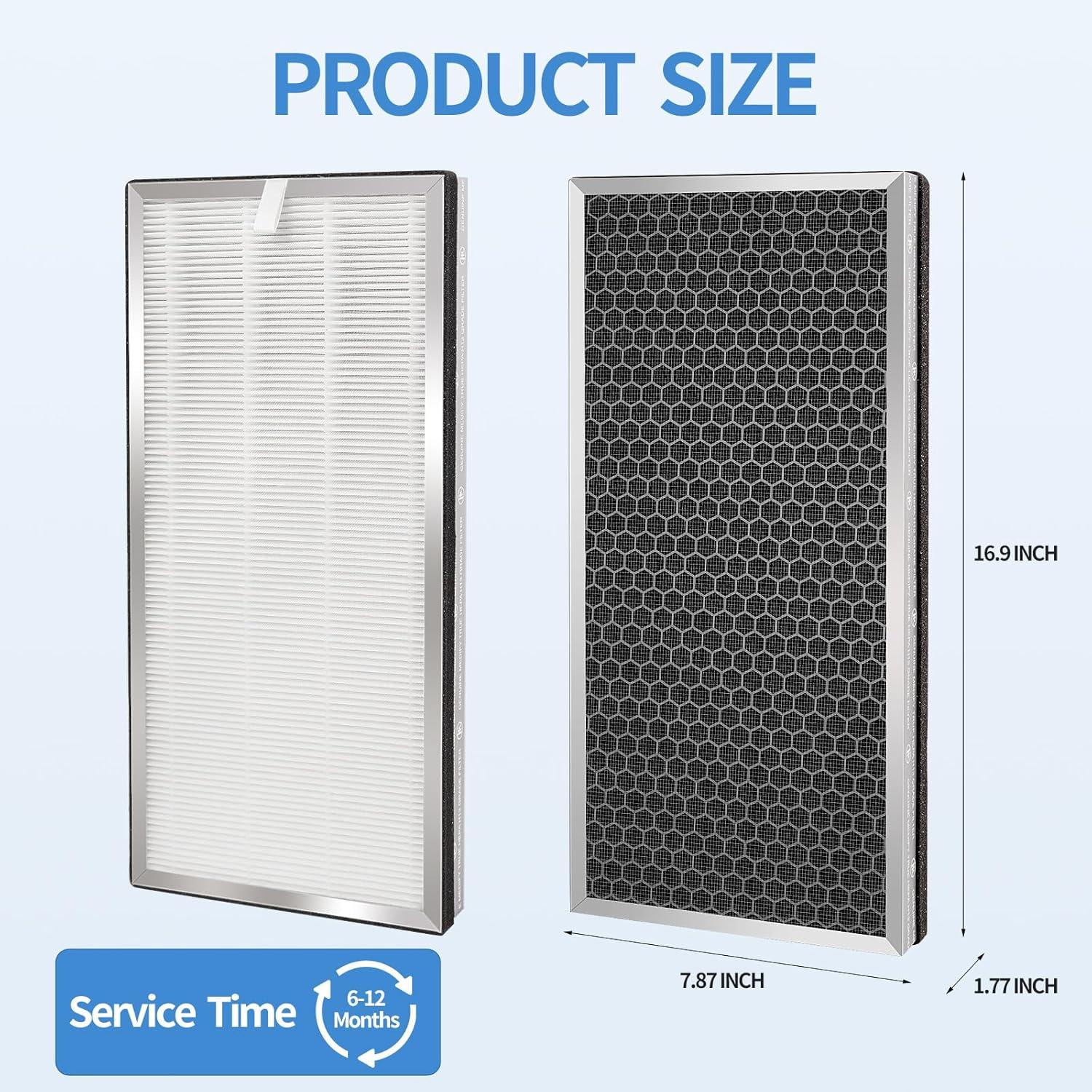 Medify MA-40 Genuine Replacement Filter for MA-40 Purifiers | Smoke, Dust, Odors, Pet Dander | 3 in 1 with Pre-filter, HEPA H13 and Activated Carbon | Removal of 0.1 to 0.3 Microns | 1-Pack.