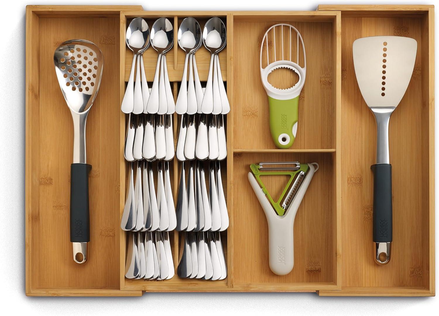 Joseph Joseph DrawerStore Bamboo Expandable Cutlery, Utensil and Gadget Organizer