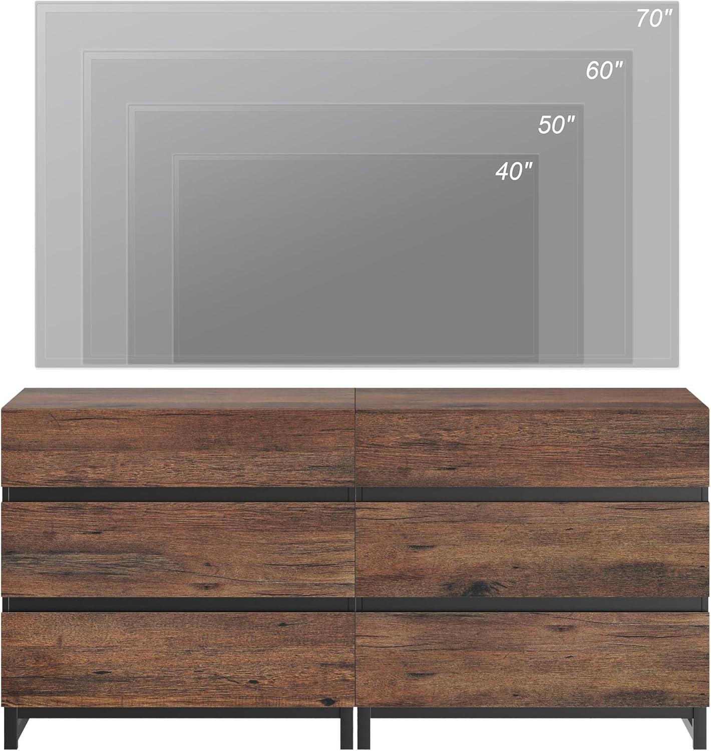 WAMPAT Dresser for Bedroom, Closet Organizers and Storage with 6 Drawers, Chest of Drawers with Metal Base, Modern Wood Dresser for Living Room, Entryway, Brown