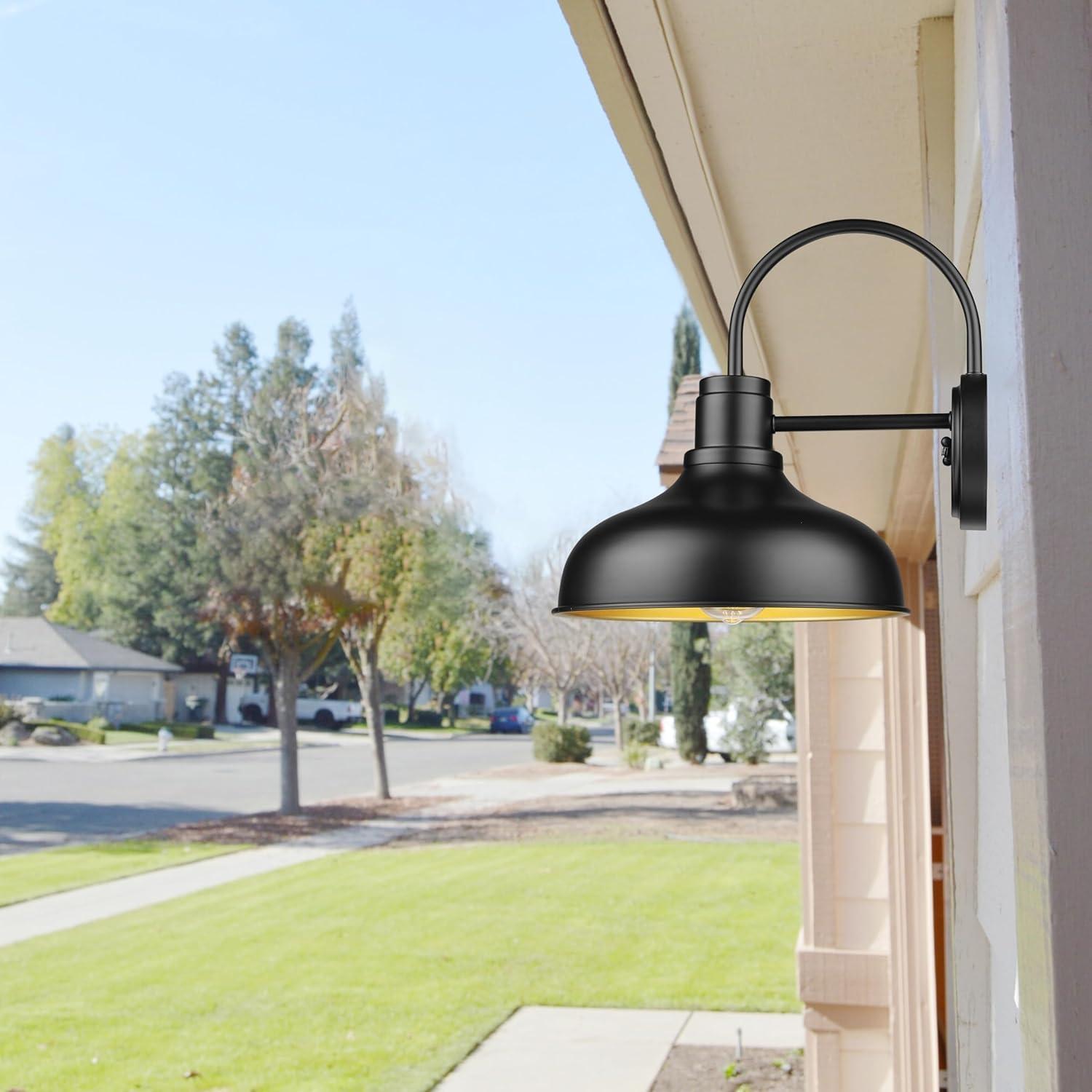 2 Pack Outdoor Wall Lights 12 inch Exterior Barn Wall Sconce Fixture Wall Mount Lantern Waterproof Black Wall Lamps Outside Porch Lights House Garage Doorway Patio Front Door Entryway