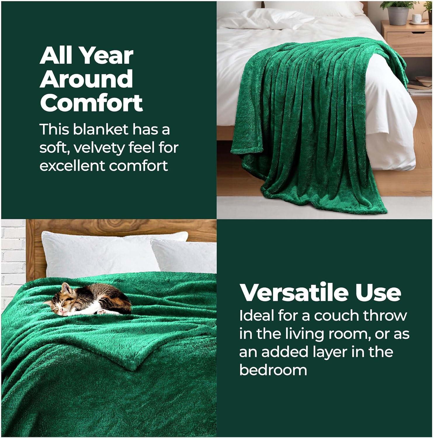 Evergreen Full Reversible Fleece Wool Throw Blanket