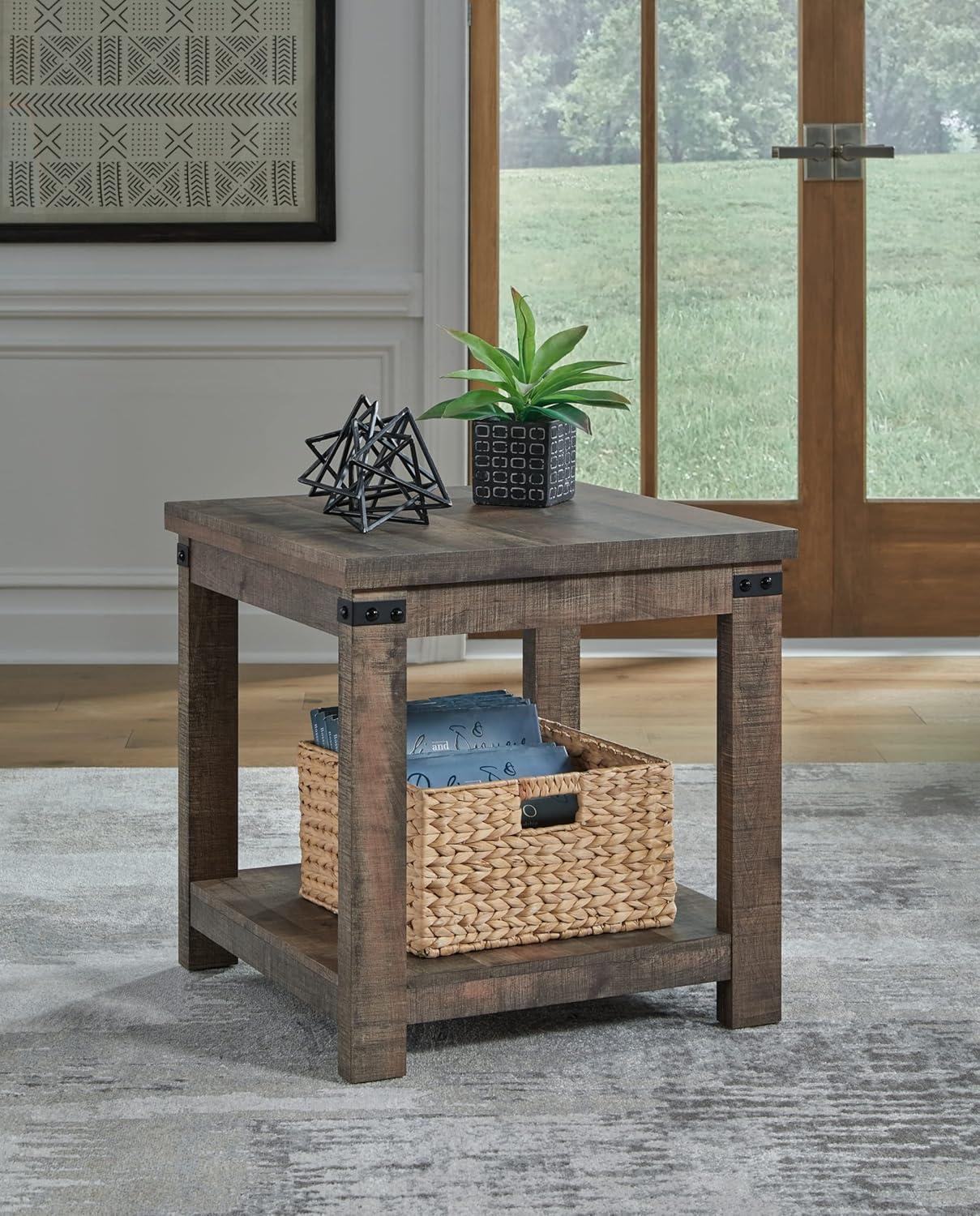 Signature Design by Ashley Casual Hollum End Table, Rustic Brown