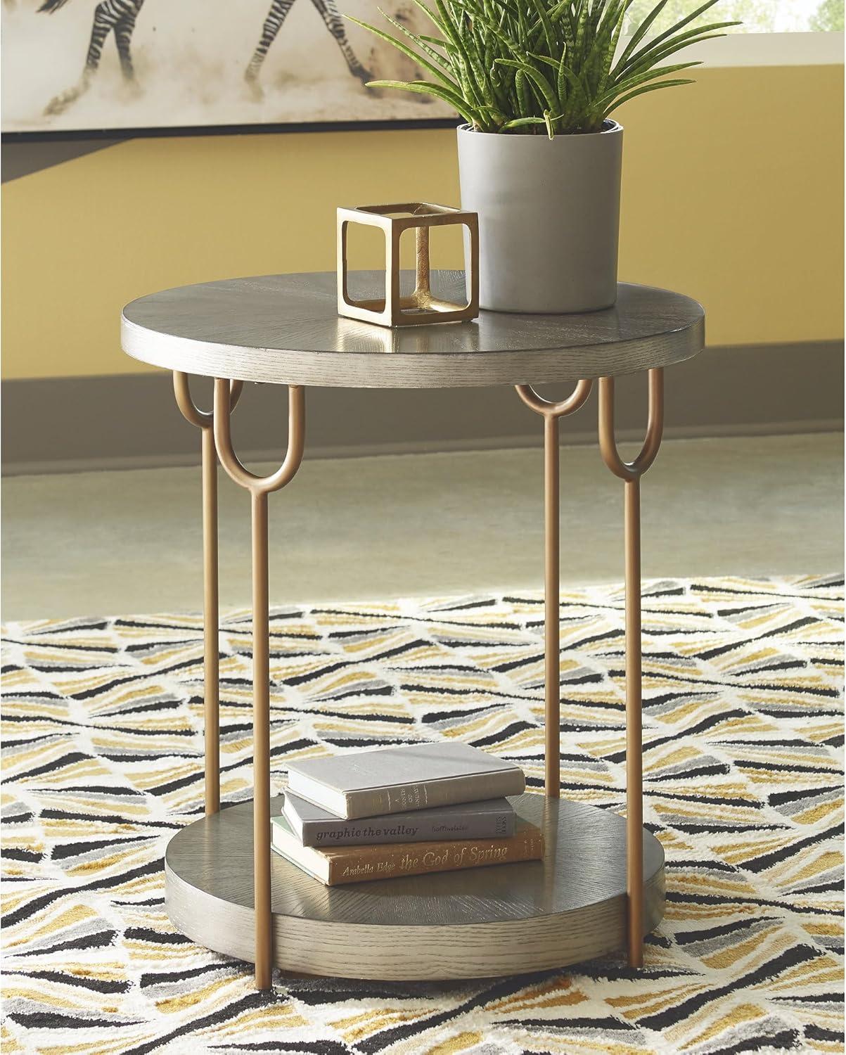 Signature Design by Ashley Contemporary Ranoka End Table  Platinum