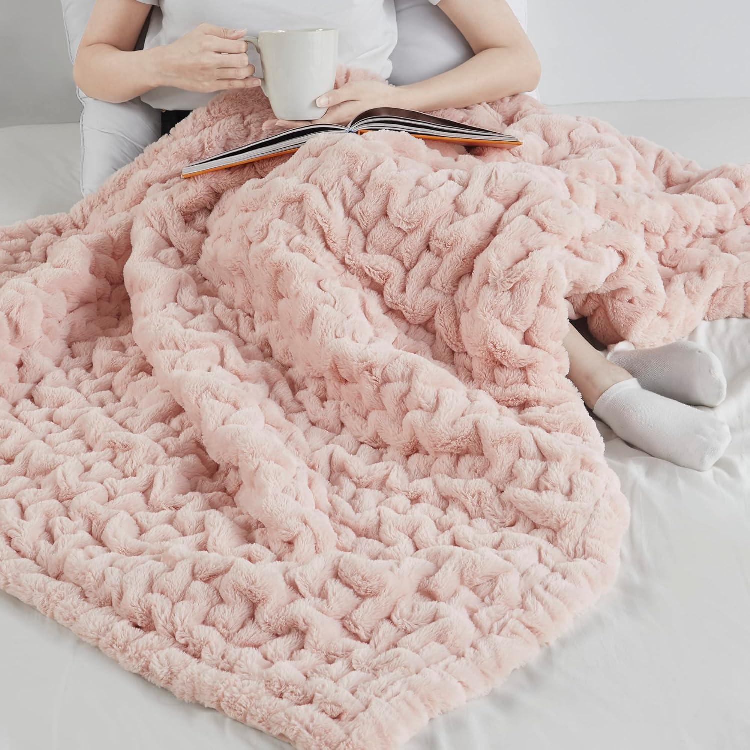 Ruched Fur Throw