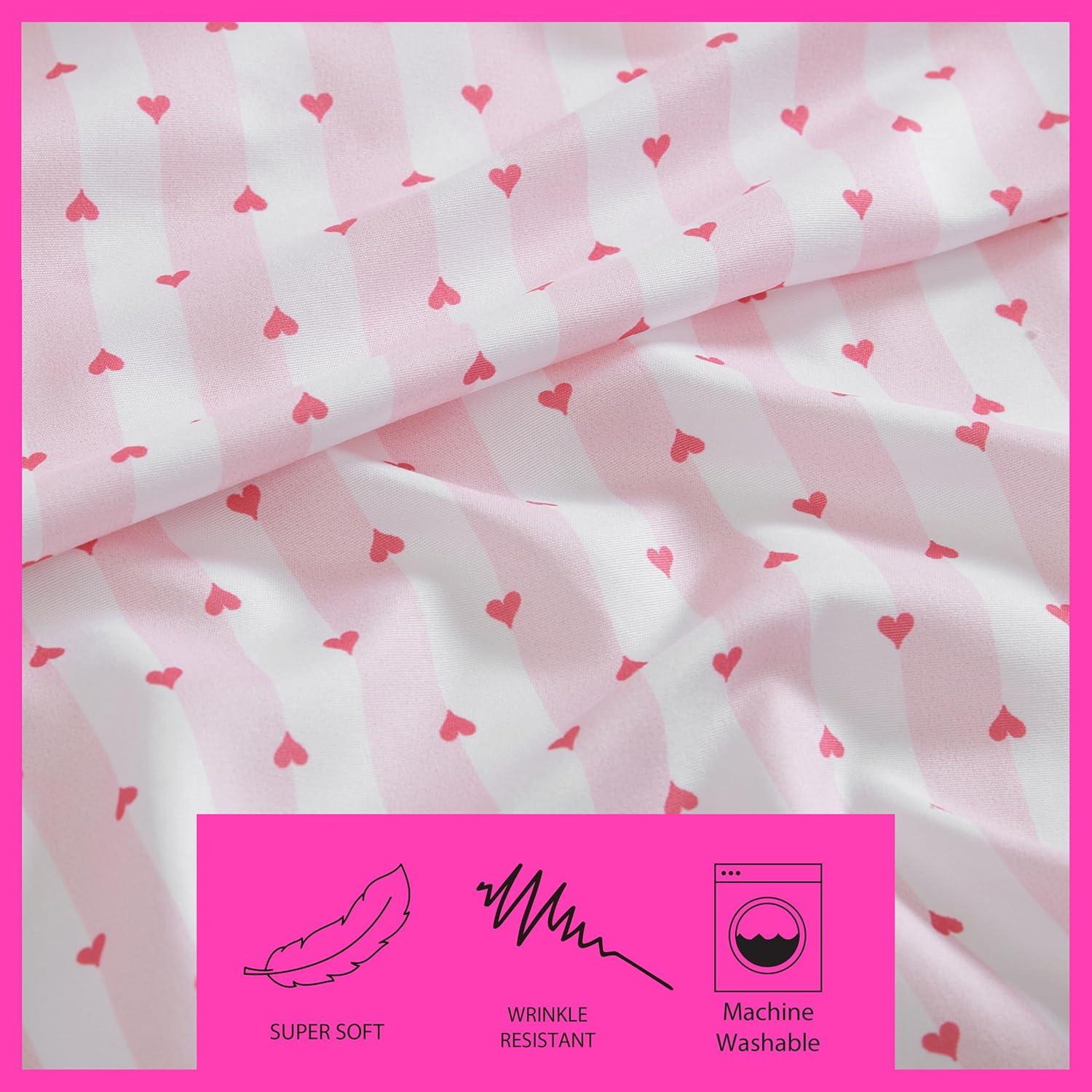 Betsey Johnson Wonderland Stripe Microfiber Pink 3 Piece Sheet Set-Twin