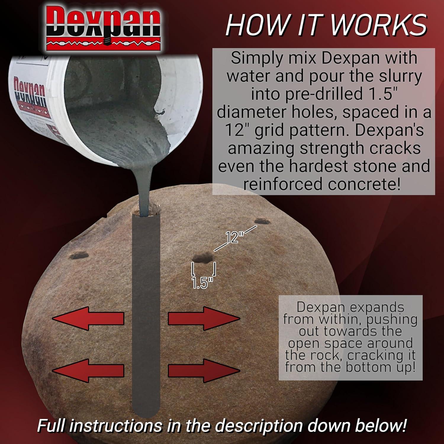 Dexpan Expansive Demolition Grout 44 Lb. Bucket for Rock Breaking, Concrete Cutting, Excavating. Alternative to Demolition Jack Hammer Breaker, Jackhammer, Concrete Saw, Rock Drill (DEXPAN44BKT2)