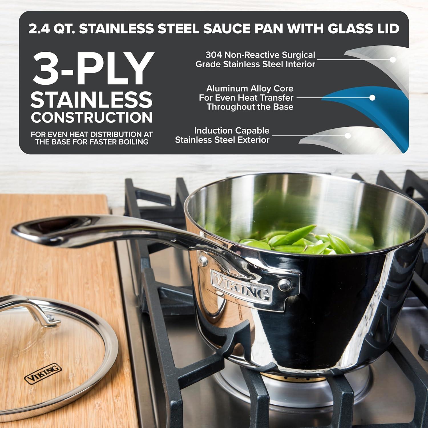 Viking Viking Contemporary 3-Ply Sauce Pan with Glass Lid