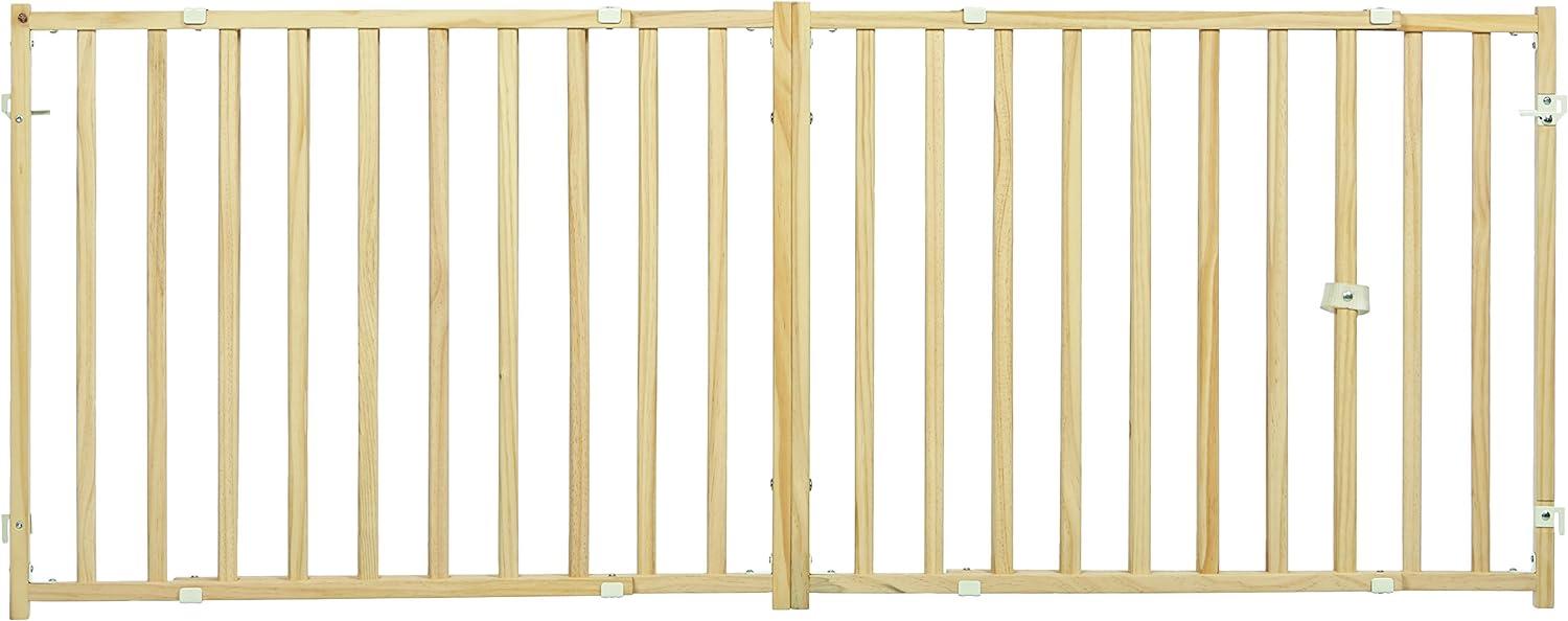 Extra-Wide Natural Wood Retractable Pet Gate