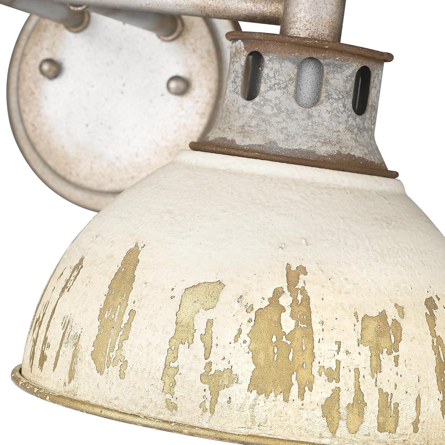 Golden Lighting Kinsley 2-Light Vanity Light in Aged Galvanized Steel with Antique Ivory