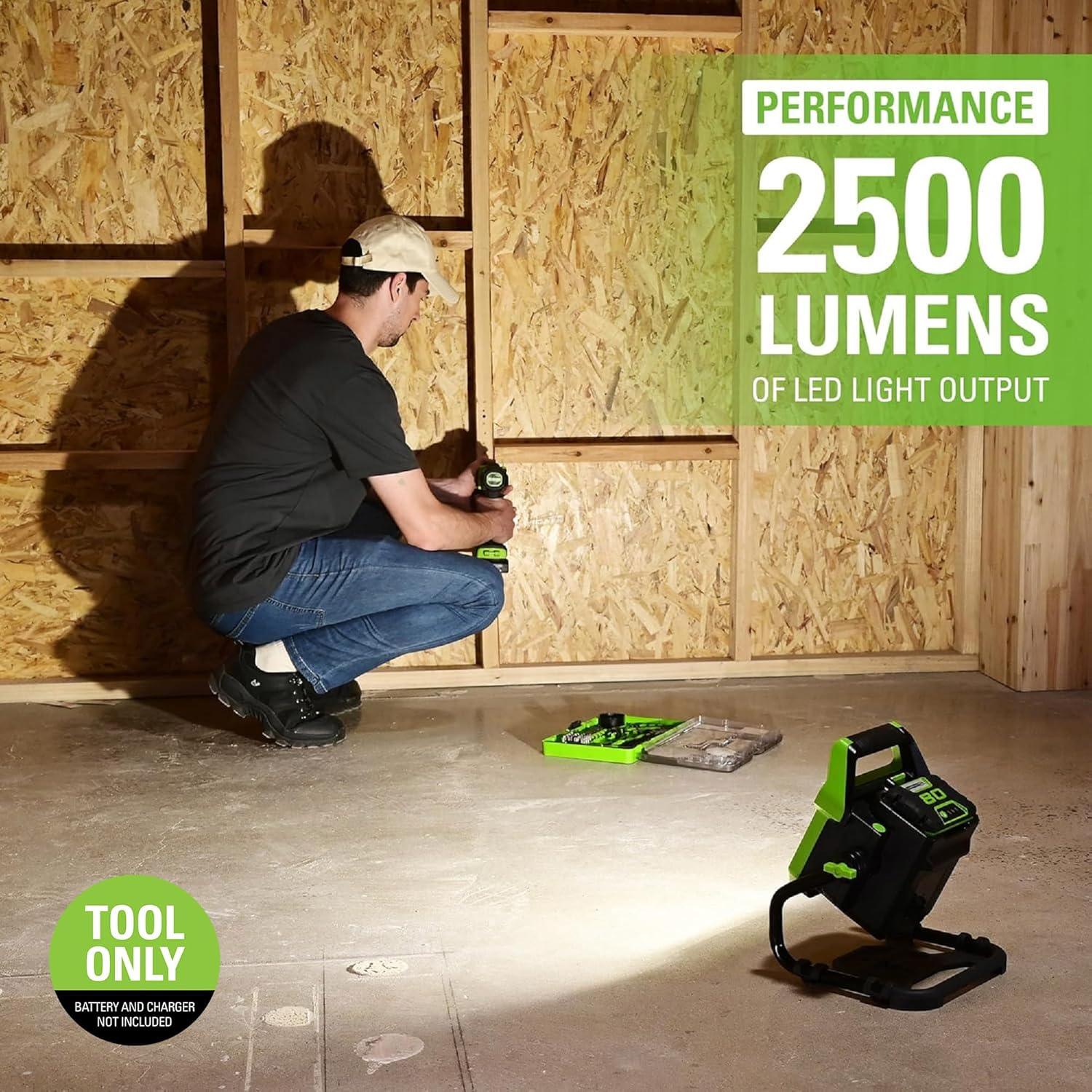 Greenworks Pro 80V (AC/DC) 2500-Lumen LED Work Light, Tool Only