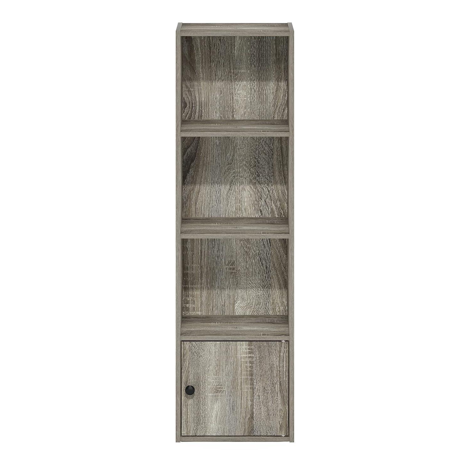 VBOLF Luder Shelf Bookcase with 1 Door Storage Cabinet, French Oak