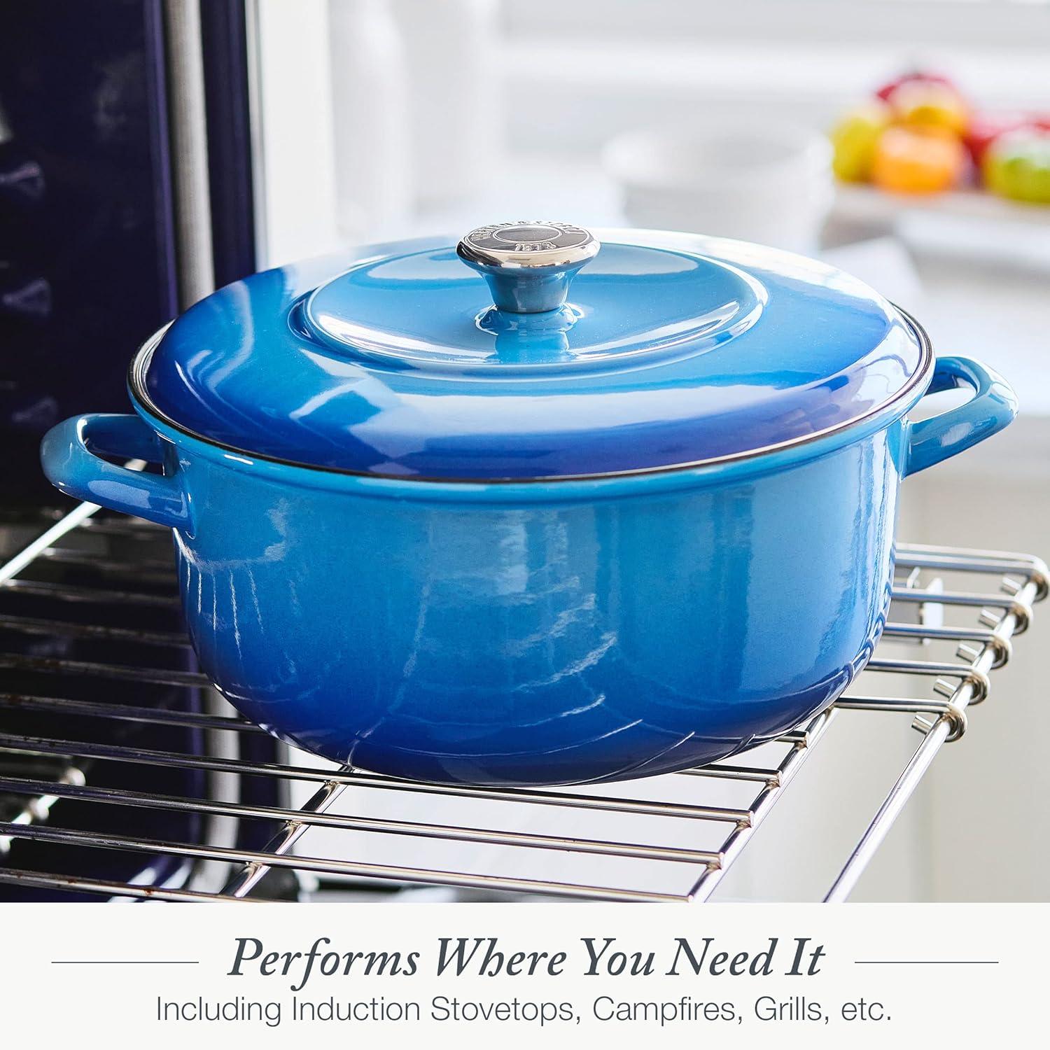 Merten & Storck 5.3qt Enameled Iron Dutch Oven Pot with Lid Azure Blue: Cast Iron, Induction Compatible, Hand Wash Only