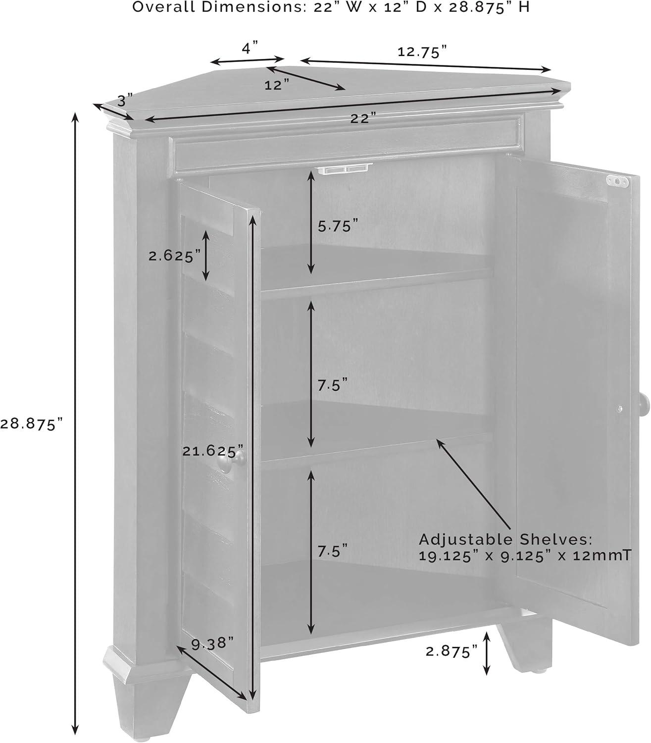 White Wooden Corner Bathroom Cabinet with Adjustable Shelves