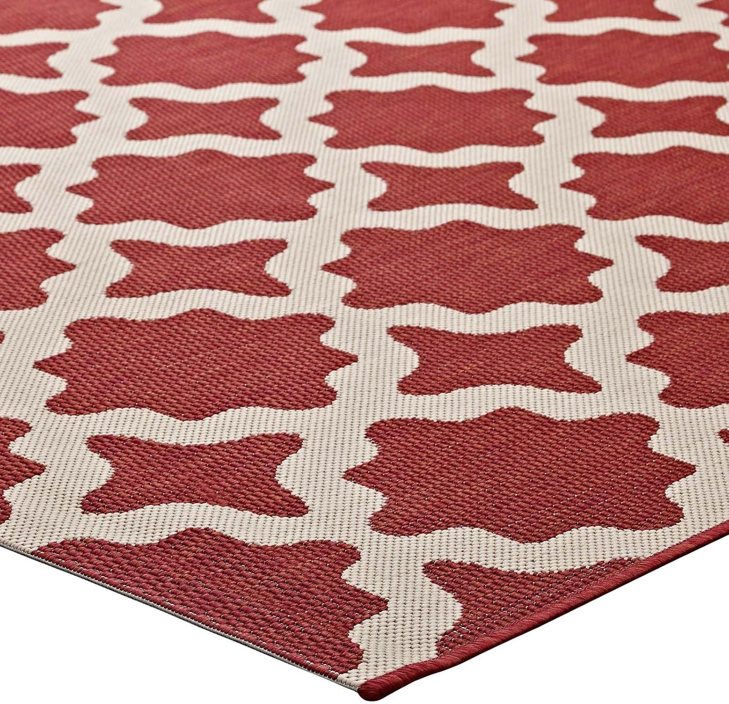 Cerelia Moroccan Trellis 5' x 8' Red and Beige Synthetic Area Rug