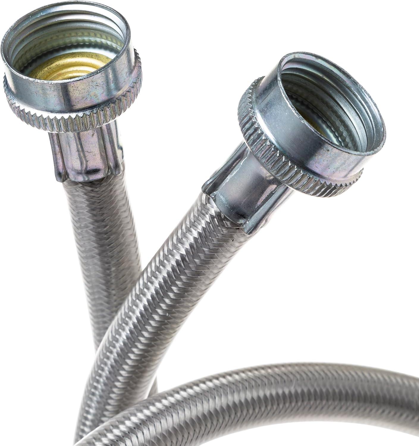 4 Foot Washing Machine Braided Stainless Steel Water Supply Hoses, 2 Pack, PM14X10005