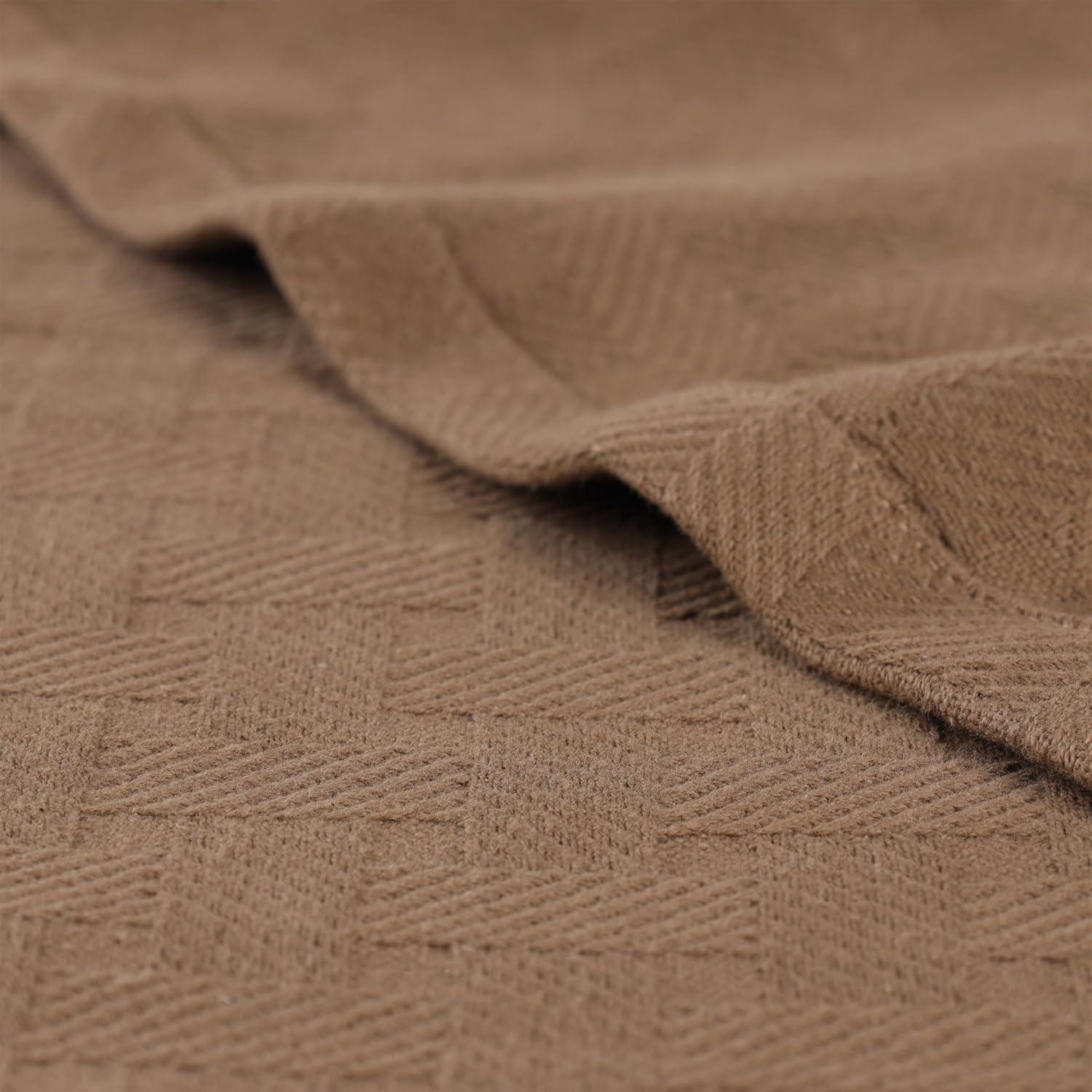 Twin Taupe Cotton Basketweave All-Season Blanket