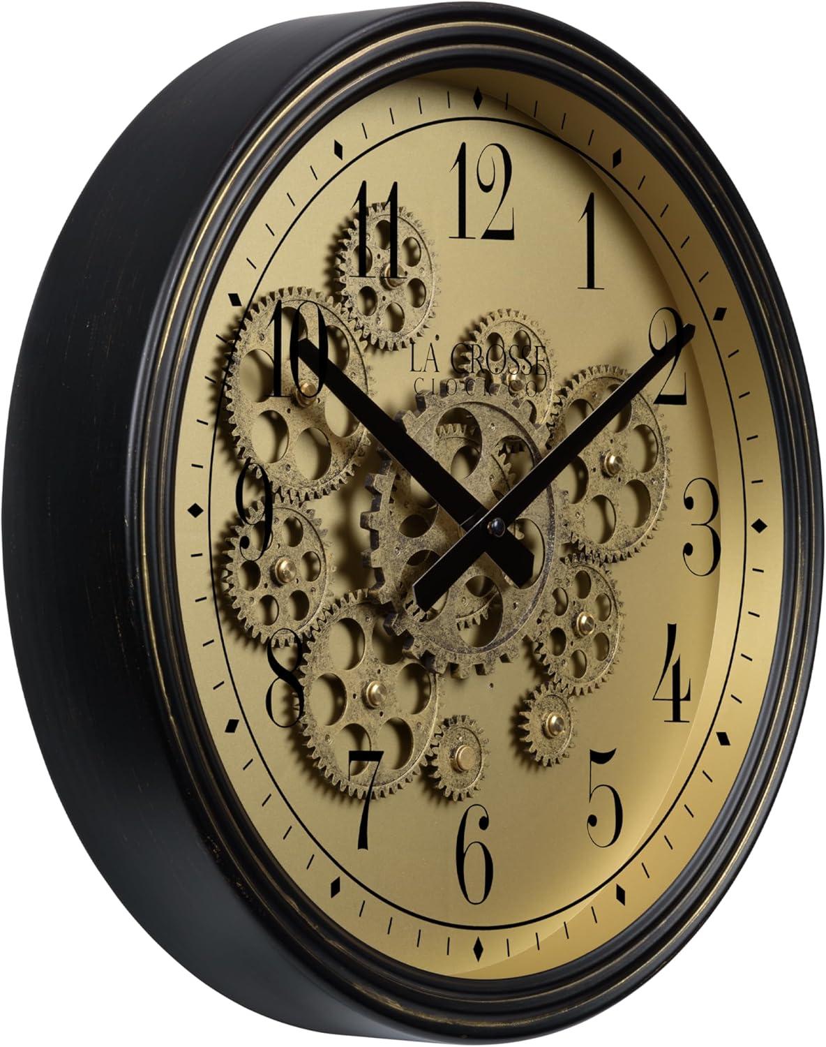 La Crosse Technology La Crosse 404-3439 15" Bronze Quartz Analog clock with Moving Gears