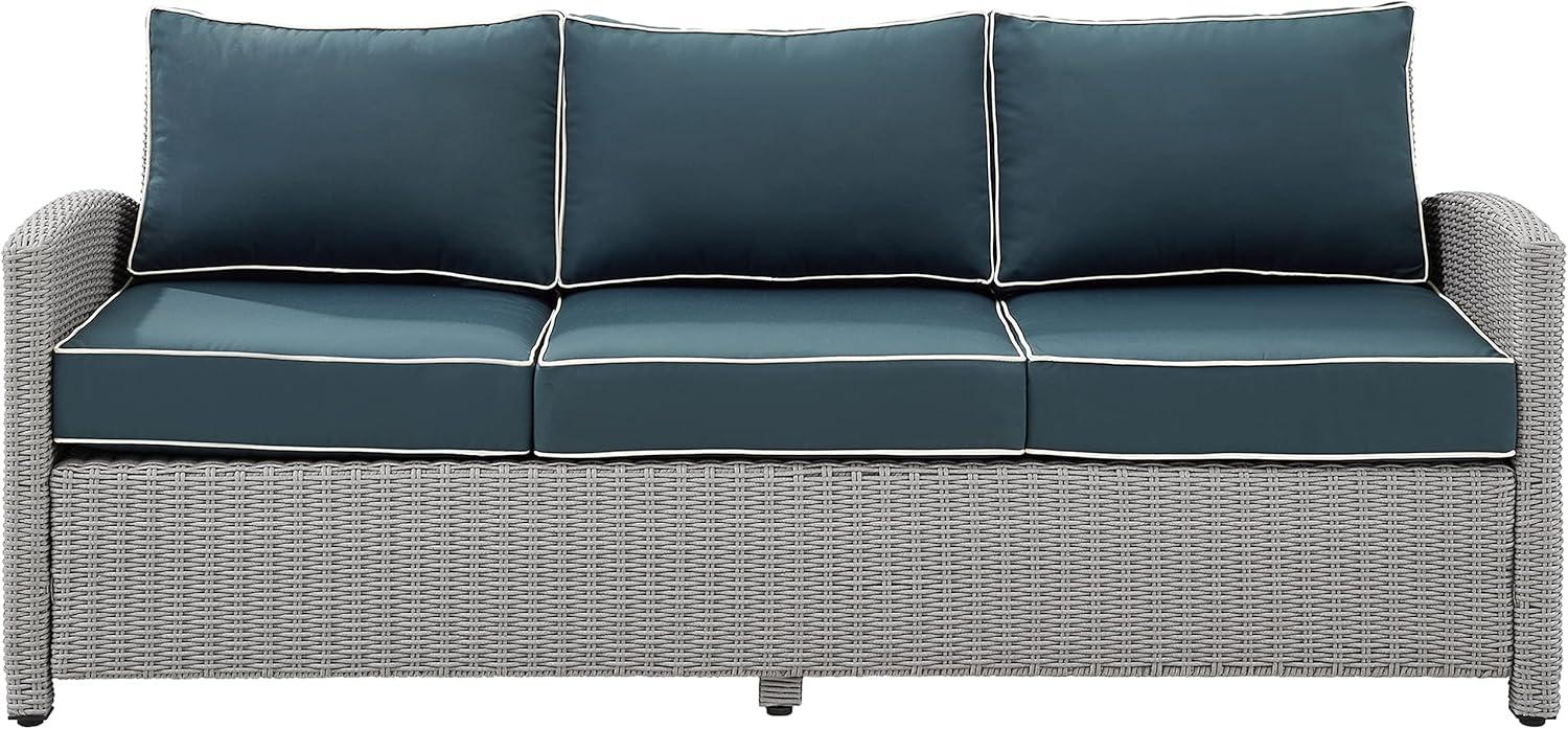 Bradenton Outdoor Wicker Sofa: Steel Frame, Moisture-Resistant Cushions, UV-Resistant - Crosley