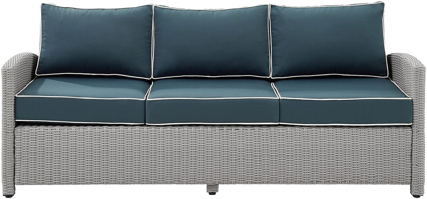 Bradenton Outdoor Wicker Sofa: Steel Frame, Moisture-Resistant Cushions, UV-Resistant - Crosley