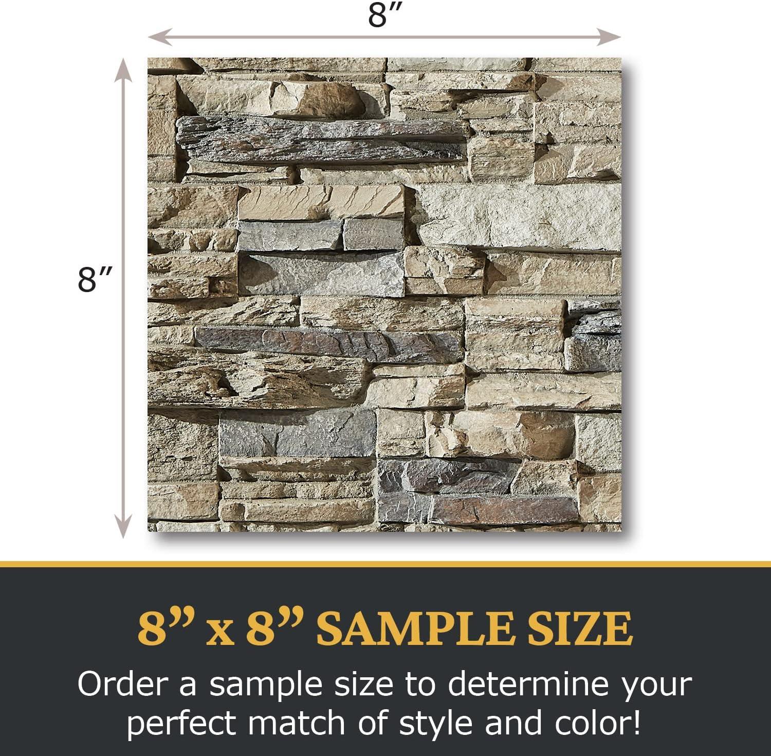 Faux Stacked Stone 3D Textured Wall Panel Sample | Sedona | 8"L x 8"H | Sample Size | Ocean Mist