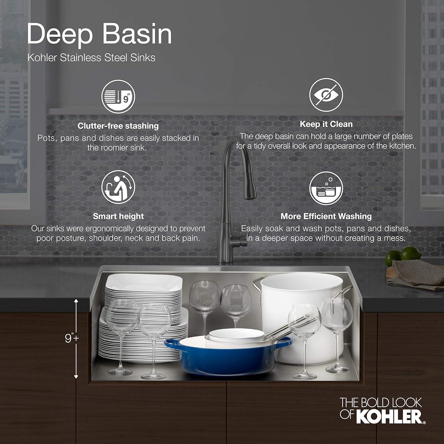 Vault 24-In X 18-1/4-In X 6-1/4-In Undermount Single-Bowl Kitchen Sink