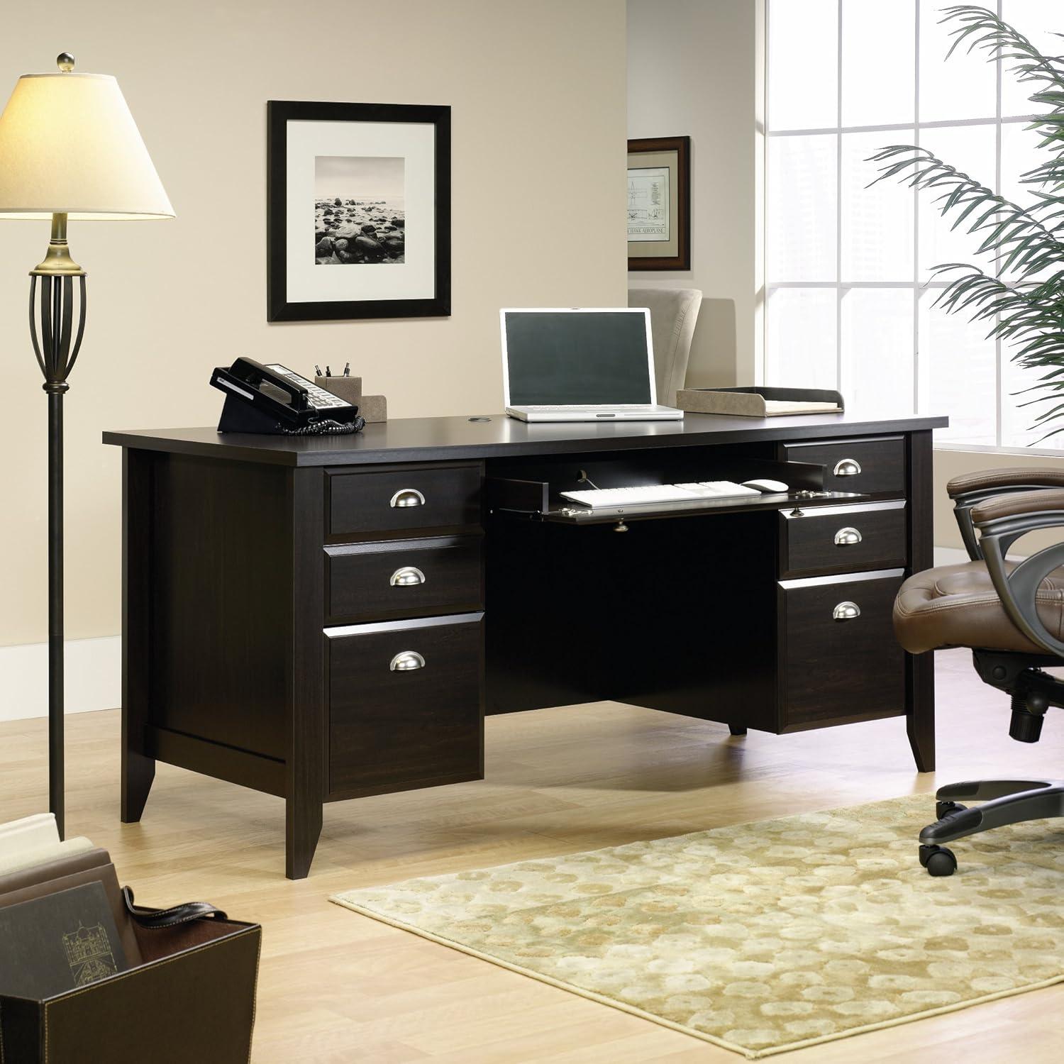 Sauder Shoal Creek Executive Desk, Jamocha Wood Finish