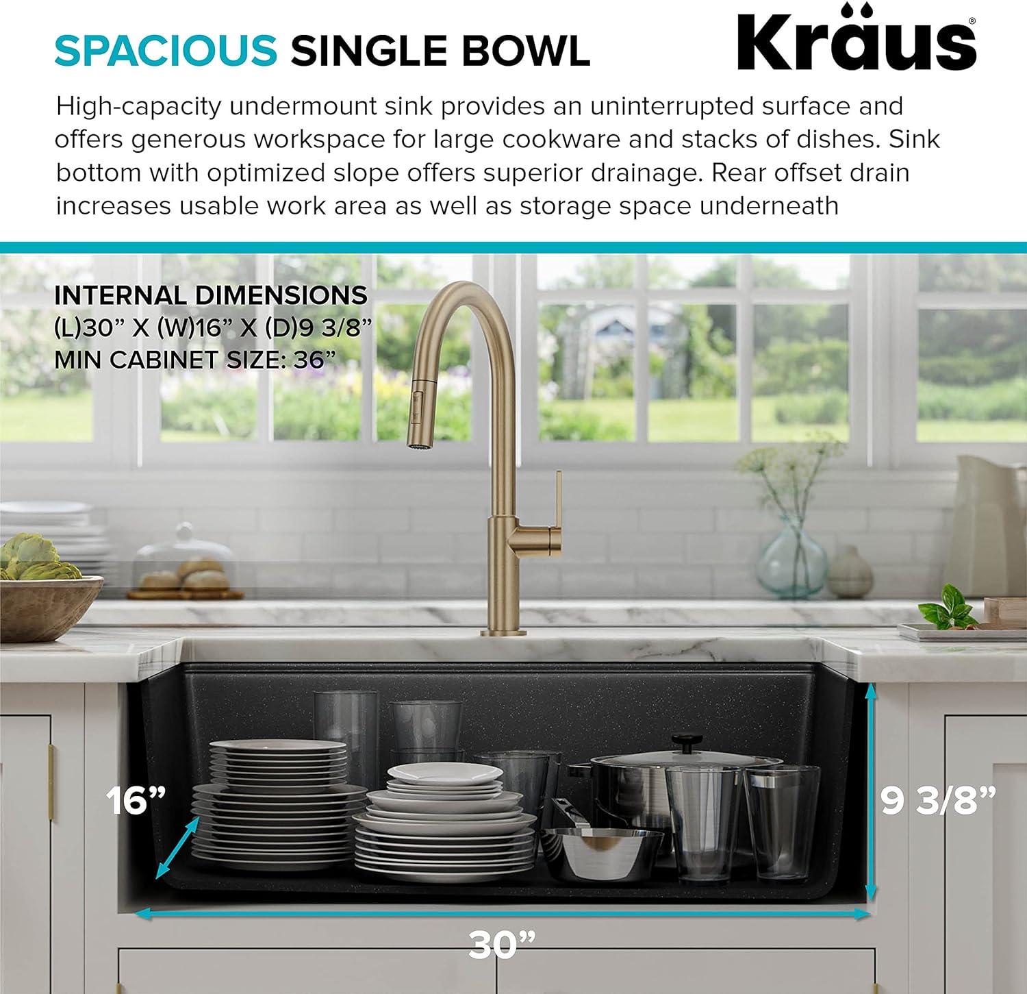 Kraus Bellucci 32 in. Undermount Quartz Composite Single Bowl Kitchen Sink with Accessories