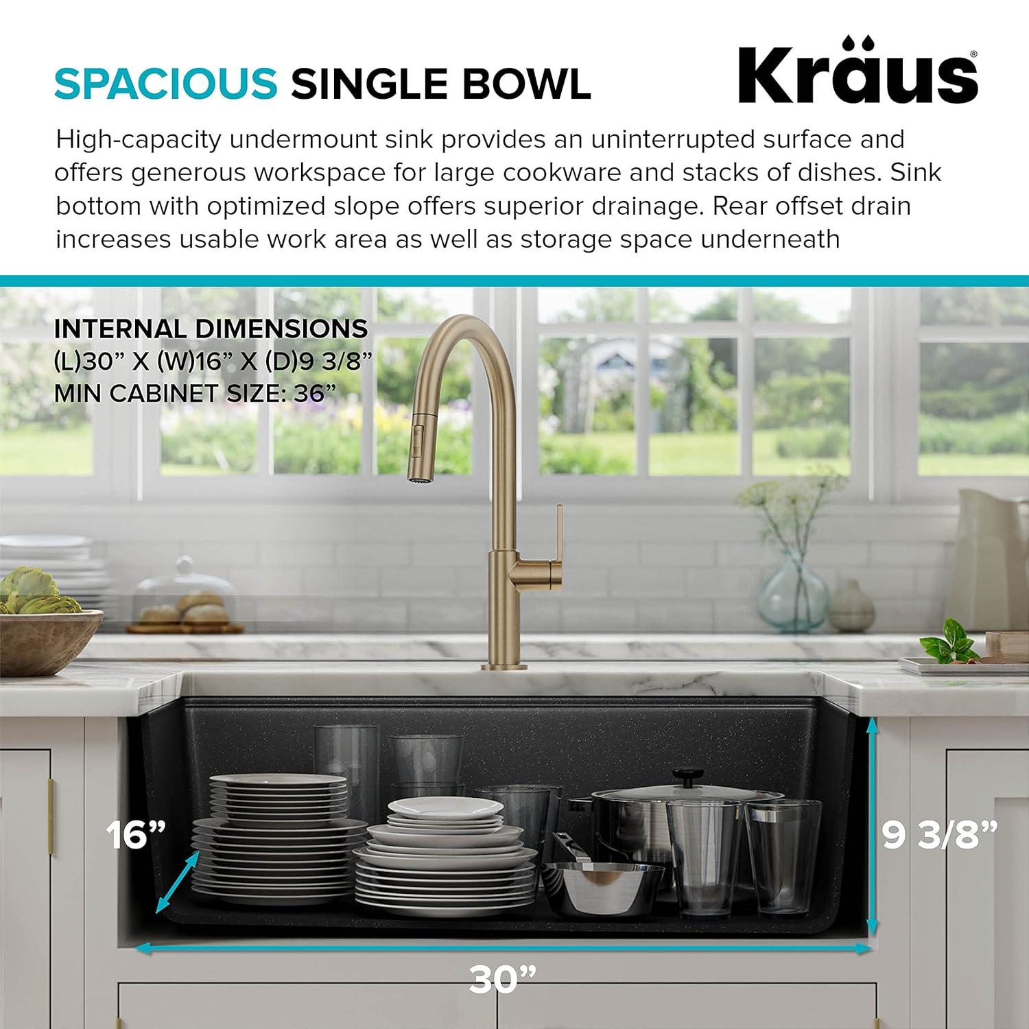 Kraus Bellucci 32 in. Undermount Quartz Composite Single Bowl Kitchen Sink with Accessories