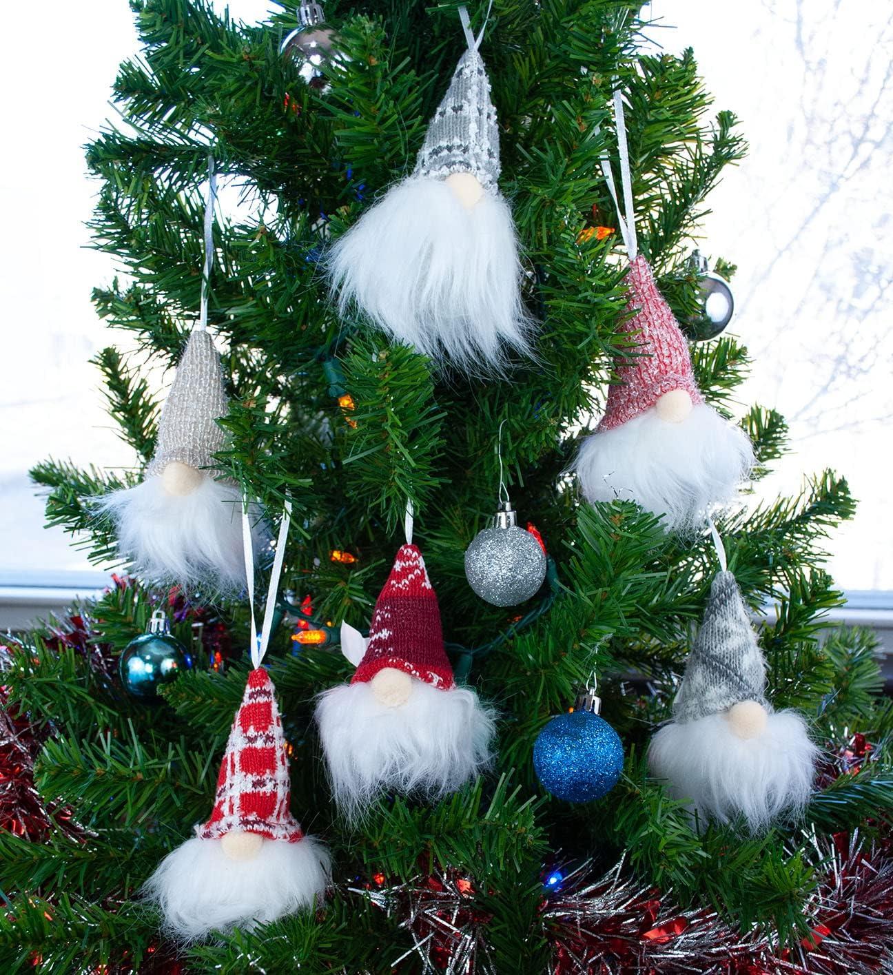 Festive Plush Gnome Hanging Ornaments Set of 6