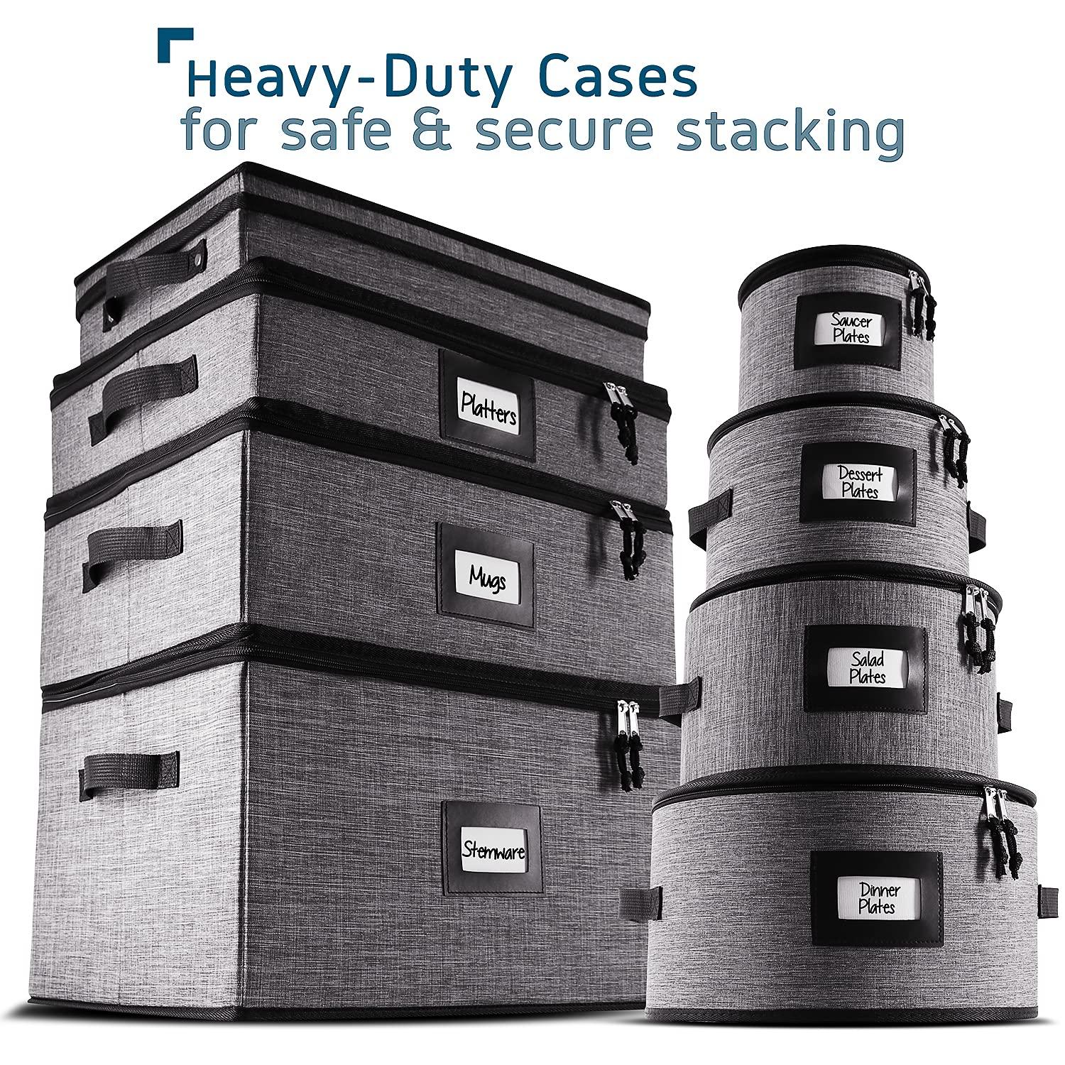 StorageBud 2 Pack Wine Glass Storage Box, Quilted and Stackable Stemware Storage Cases - Service of 12 each