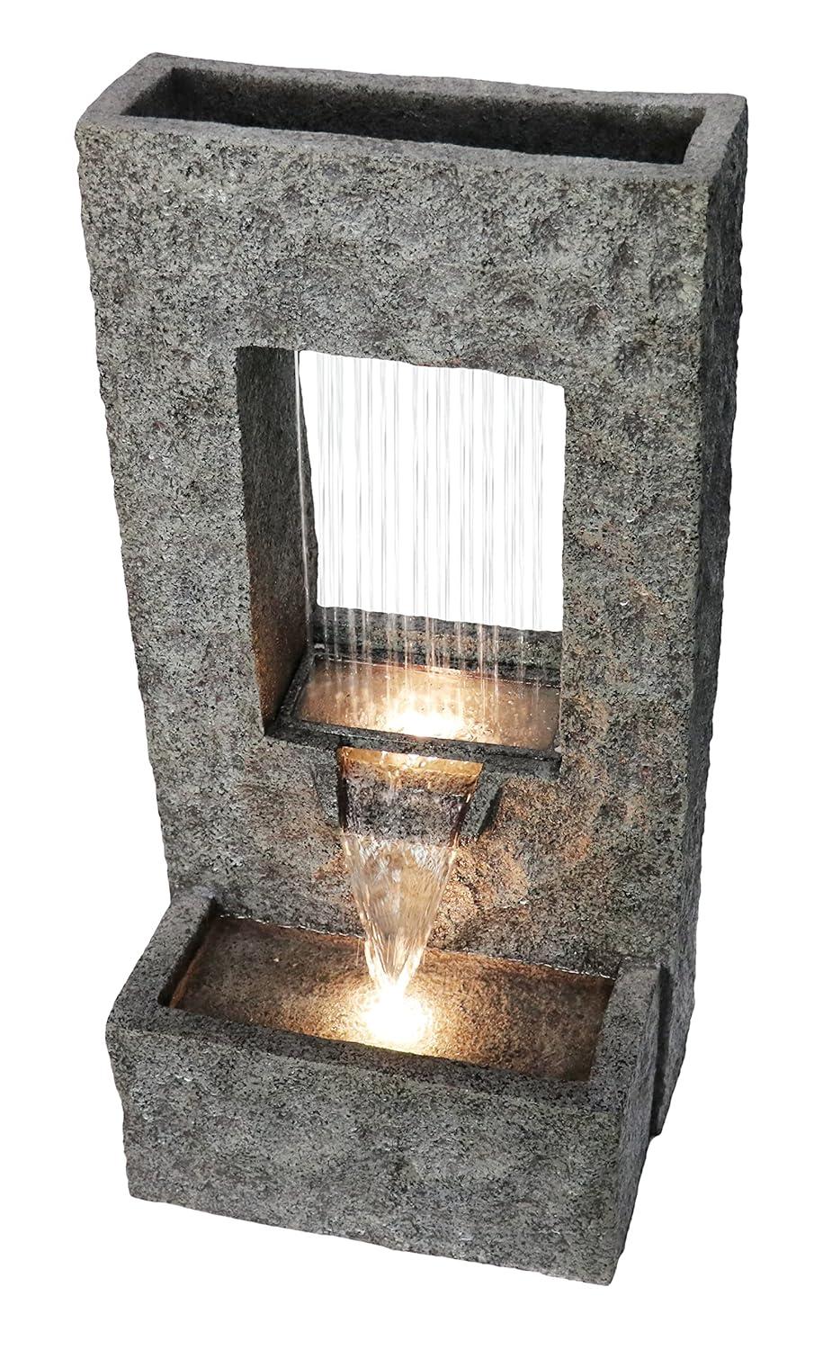 Hi-Line Gift Ltd 79613-C 32" H Rectangular Waterfall Fountain W/Ww LEDs