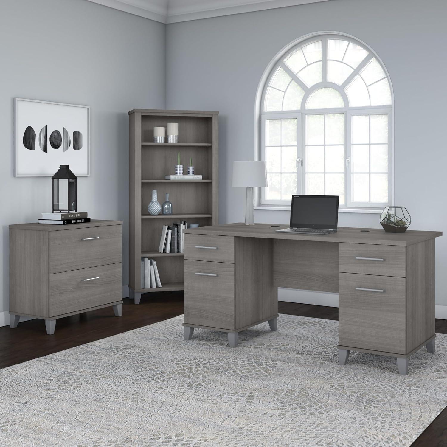 Platinum Gray 5-Shelf Adjustable Floor-Standing Bookcase