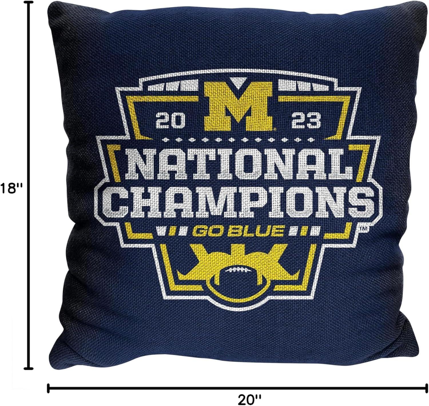 Michigan Wolverines 2023 National Champions Navy Tapestry Pillow