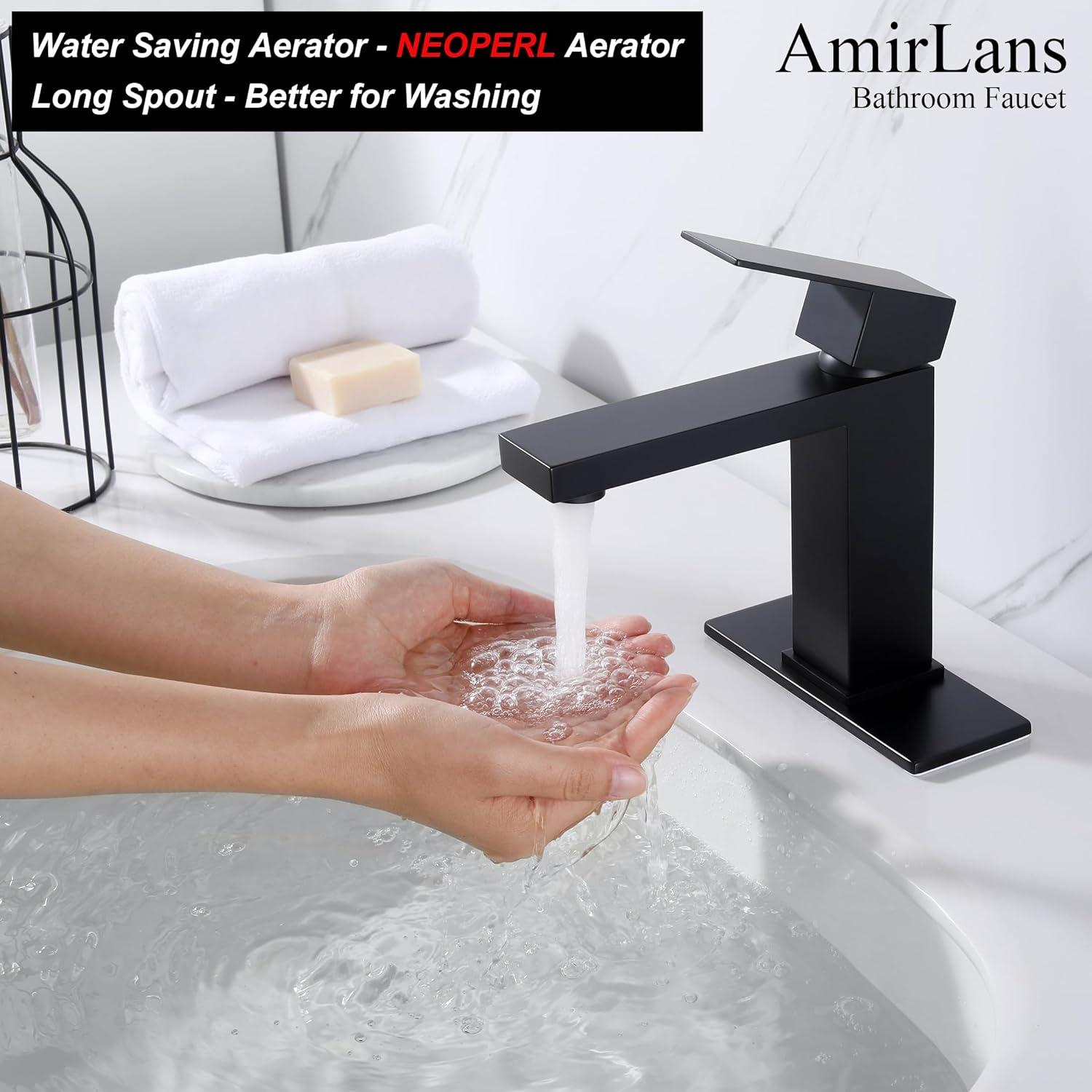 Matte Black Stainless Steel Single Handle Bathroom Faucet