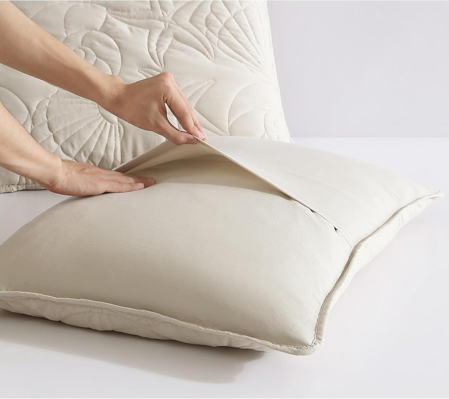 Full Sand Microfiber Coastal Shell Quilt Set