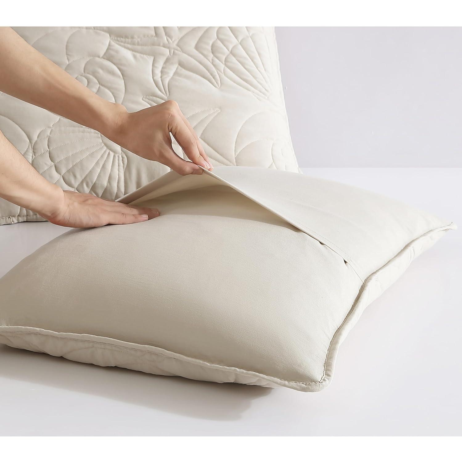 Full Sand Microfiber Coastal Shell Quilt Set