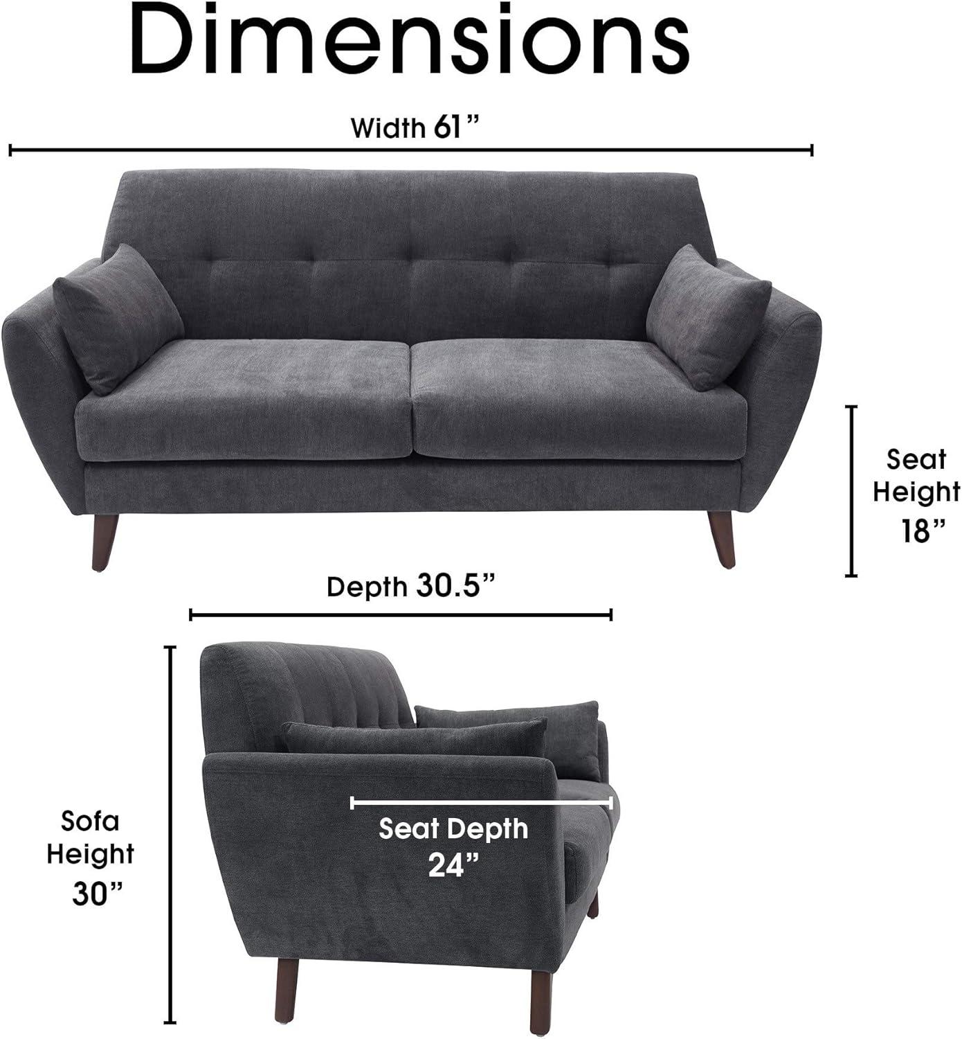 Serta Artesia Midcentury Modern Sofa with Tapered Legs