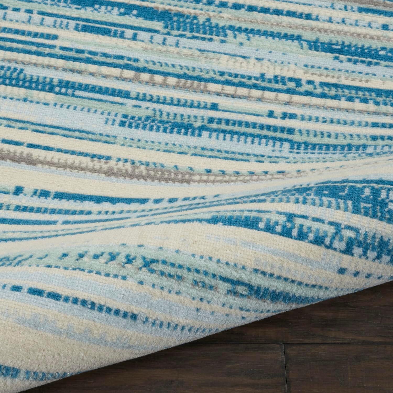 Nourison Jubilant 7'10" x 9'10" (8' x 10') Blue Area Rug Coastal Contemporary Striped by Nourison