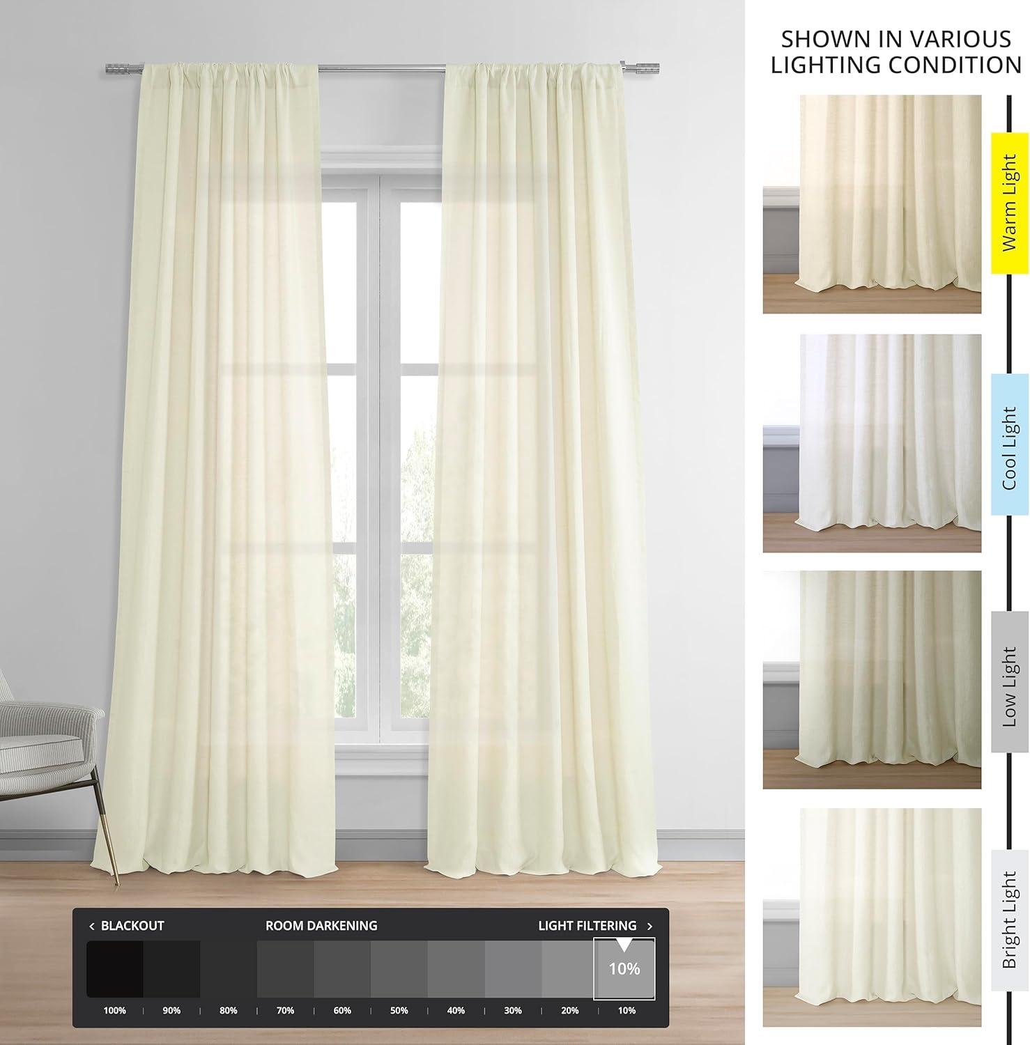Exclusive Fabrics  Signature French Linen Sheer Curtain (1 Panel) 50 X 96 - Antique Lace