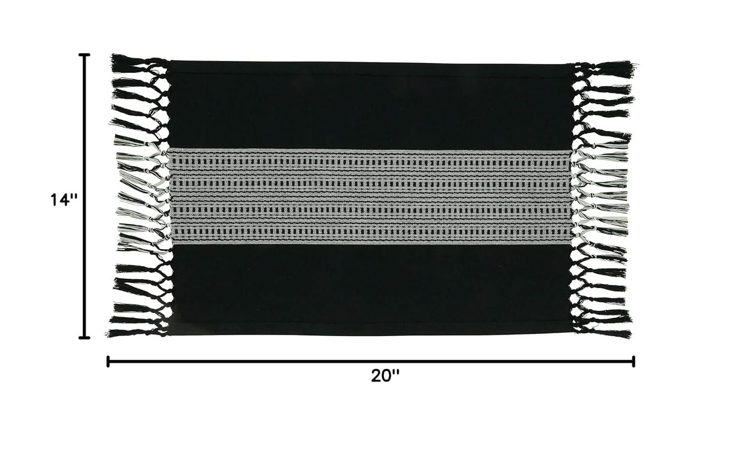 Saro Oceanside Collection 100% Cotton Striped Rectangle Placemat (Set of 4)