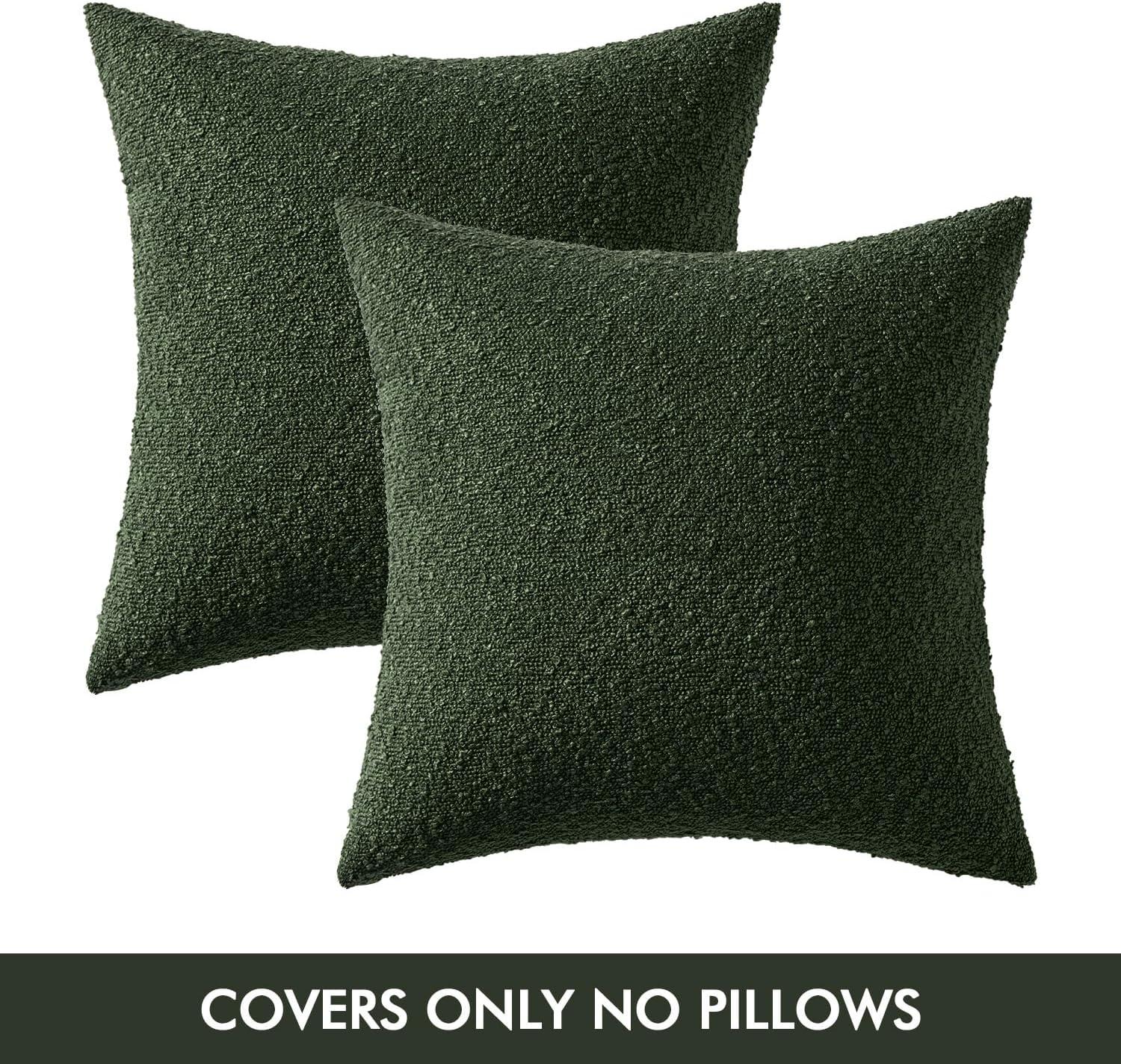Boucle Decorative Throw Pillow Covers for Couch Set of 2, 18x18 inches, Beige