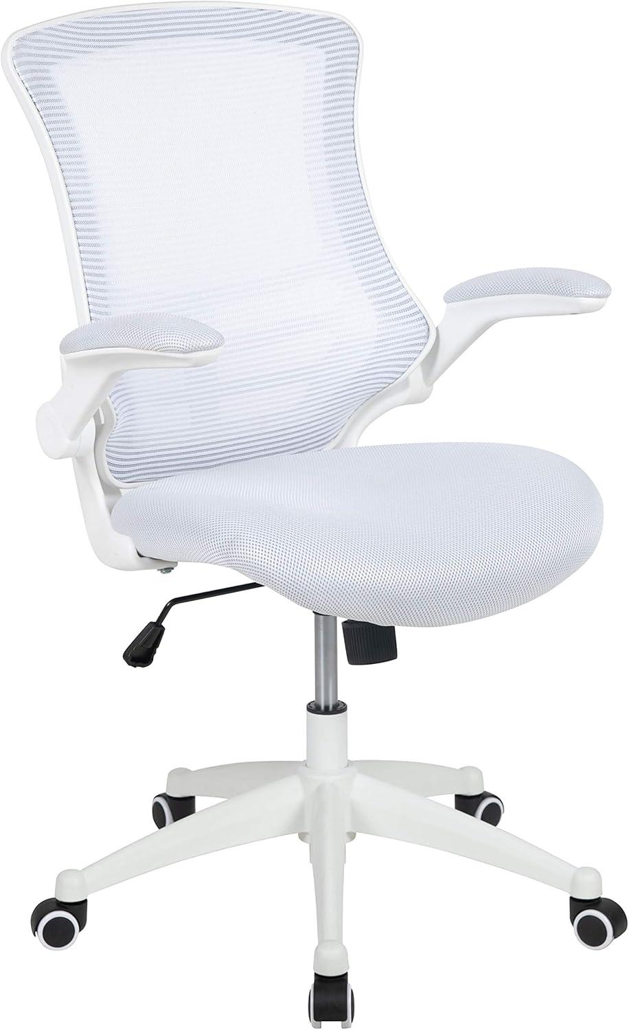 ErgoFlex White Mesh Mid-Back Swivel Task Chair with Adjustable Arms