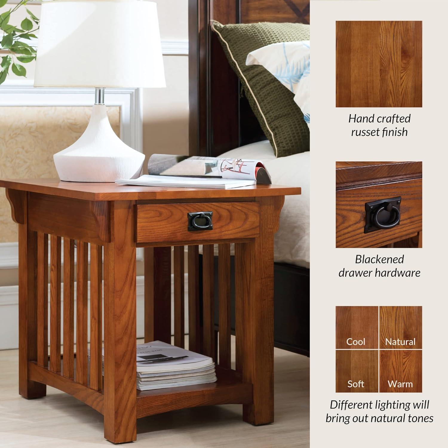 Leick Home Mission Impeccable End Table in Medium Oak