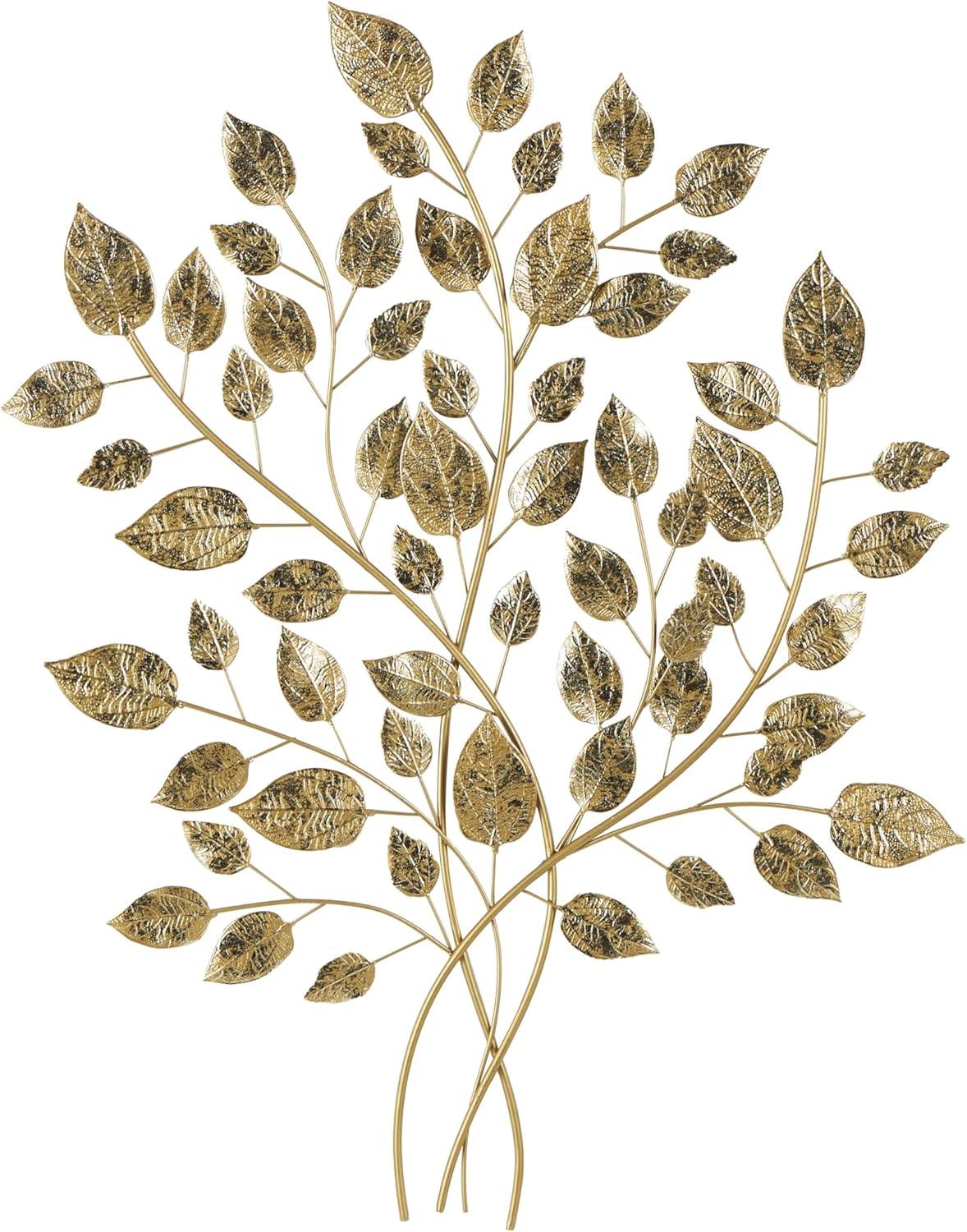 Metal Large Metallic Leaf Gold Wall Decor