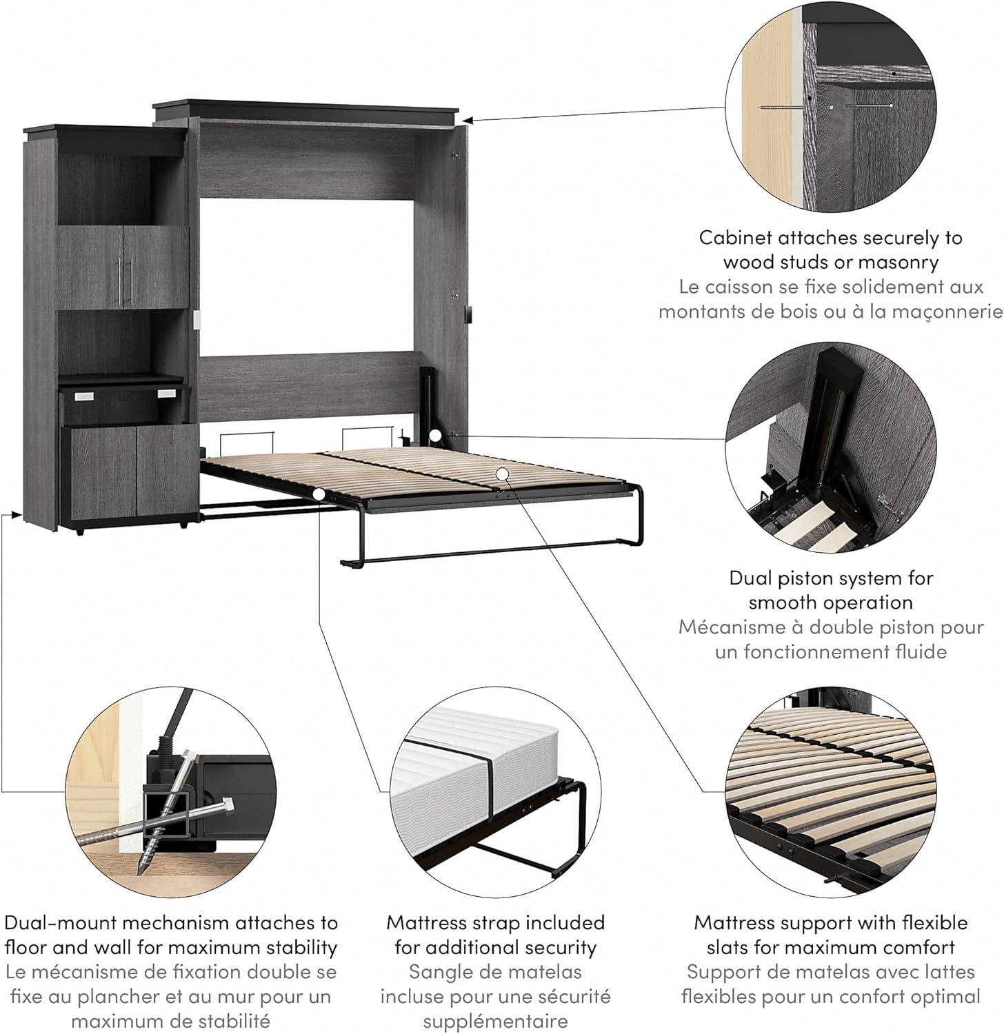Mercury Row® Armiead Murphy Bed with Shelves and Pull-Out out Dewsk