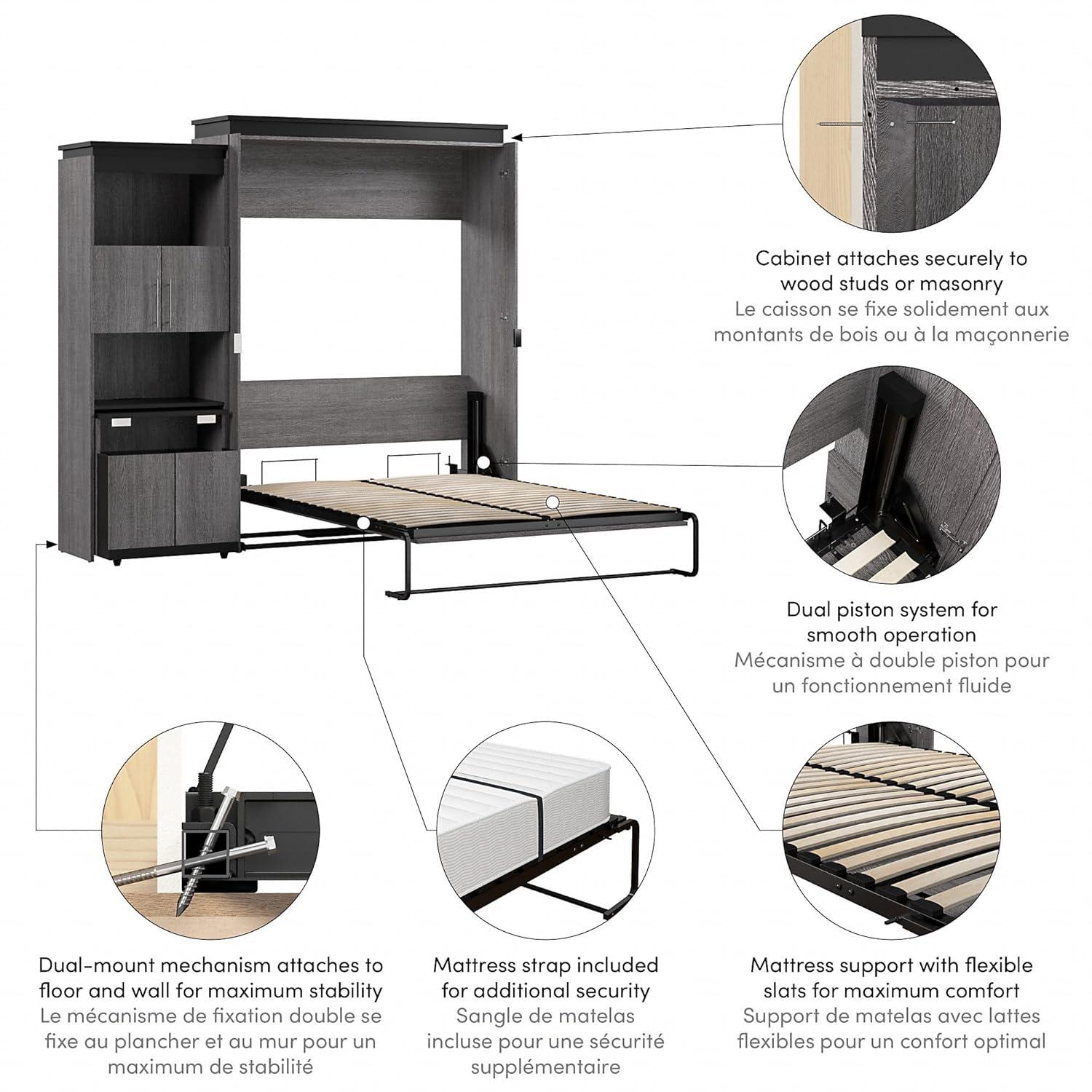 Mercury Row® Armiead Murphy Bed with Shelves and Pull-Out out Dewsk