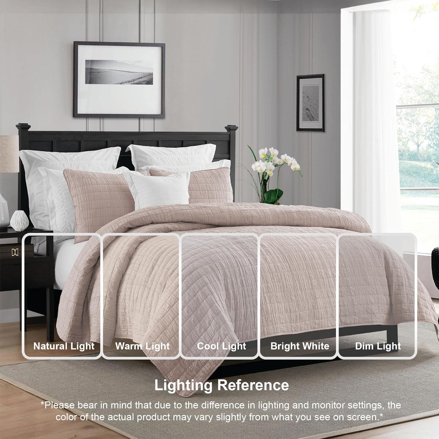 Swift Home Ultra Soft Crinkle Washed Microfiber 3-Piece Quilt Set